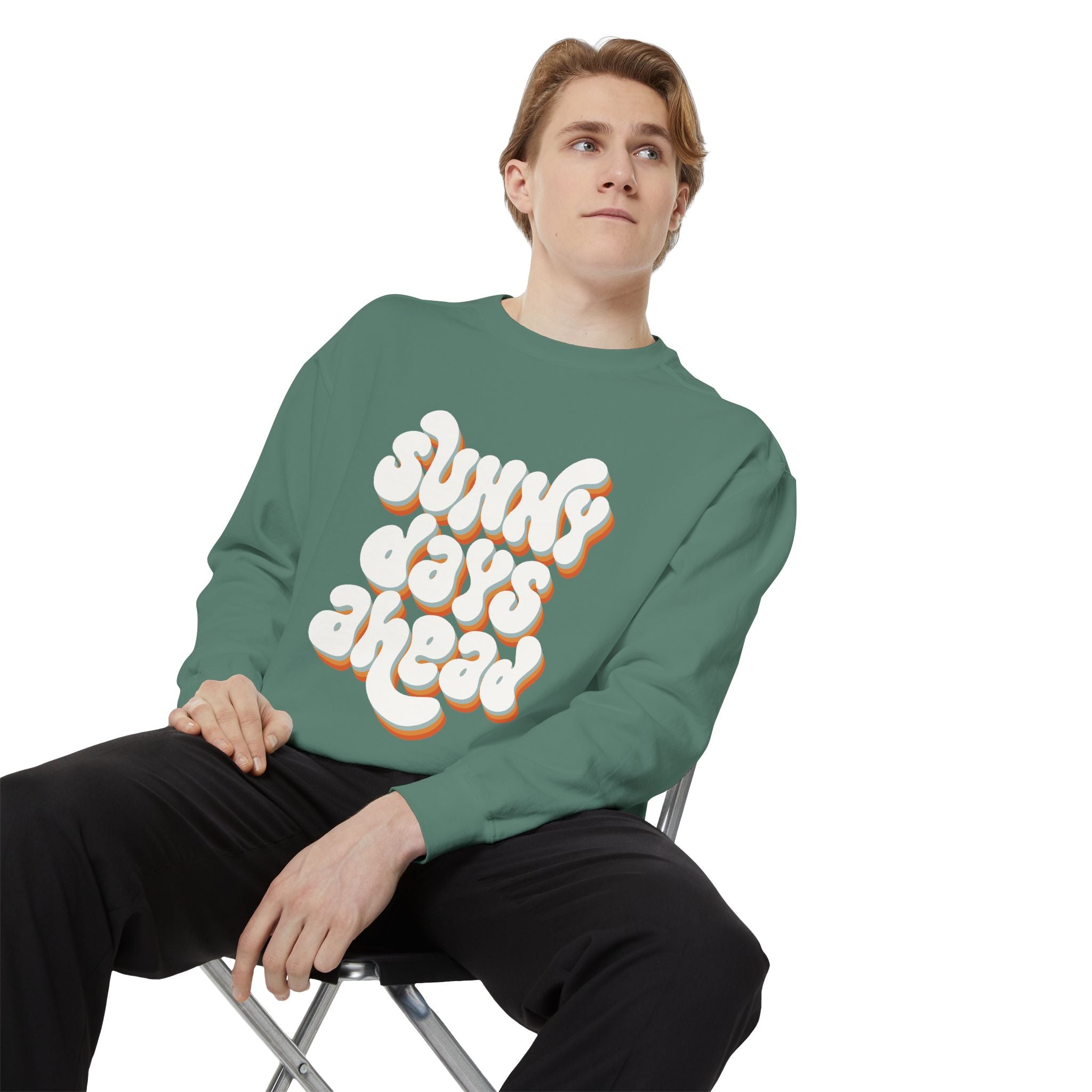 Sunny Days Ahead Unisex Garment-Dyed Sweatshirt, Cozy Pullover, Casual Outfit, Spring Fashion, Gift for Friends