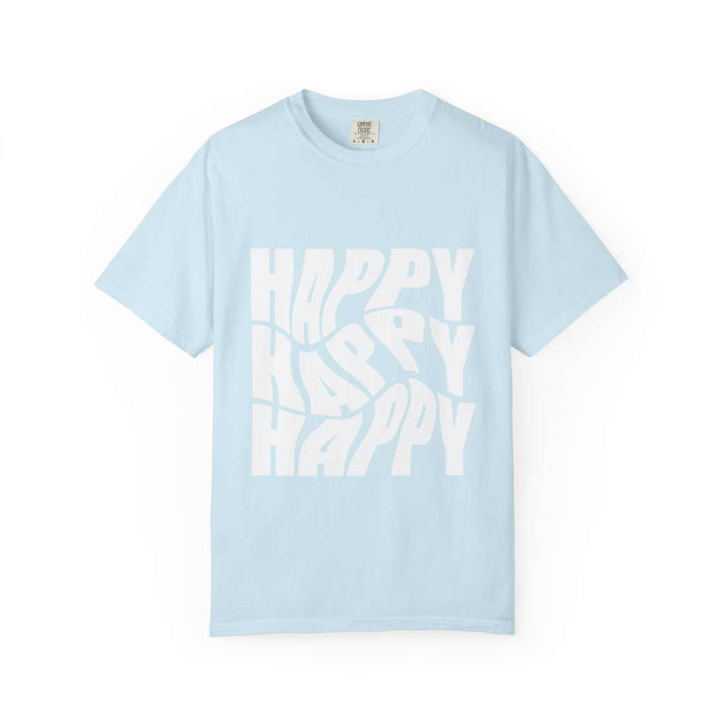 Happy Vibes Unisex Garment-Dyed T-shirt | Positive Affirmation Tee, Casual Wear, Gift for Friends, Summer Style, Comfort Apparel
