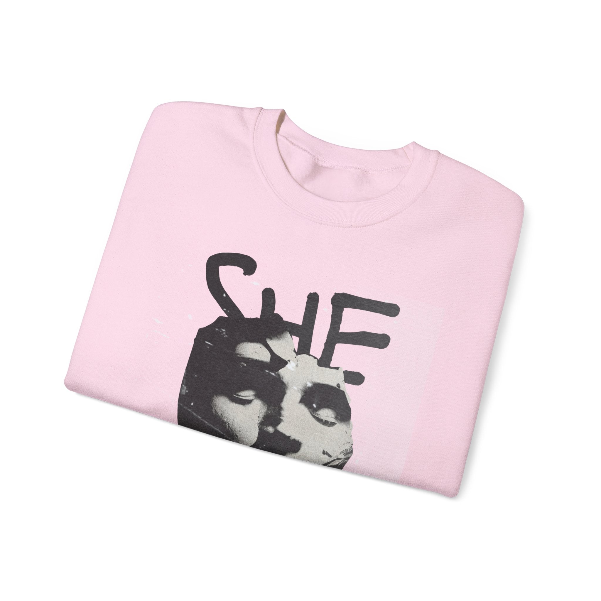 Artistic Unisex Crewneck Sweatshirt - SHE ART Graphic, Cozy Fashion, Bold Statement Piece, Gift for Creatives, Everyday Wear