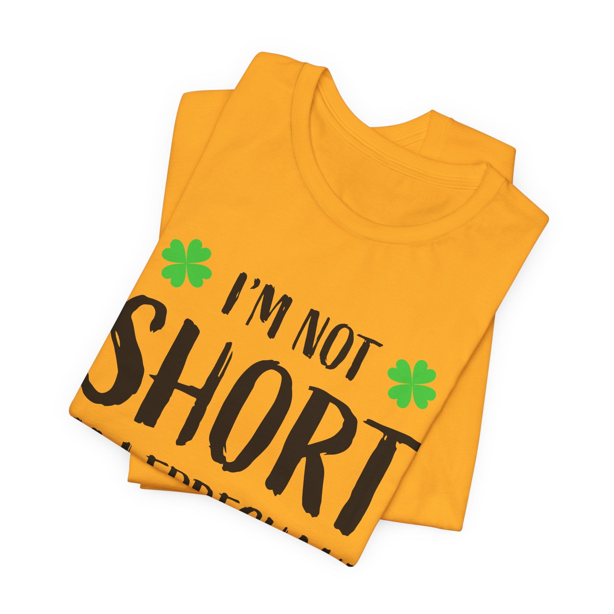 St. Patrick's Day Tee, Leprechaun Size Shirt, Unisex Graphic Tee, Funny Irish T-shirt, Short Stature Humor Apparel