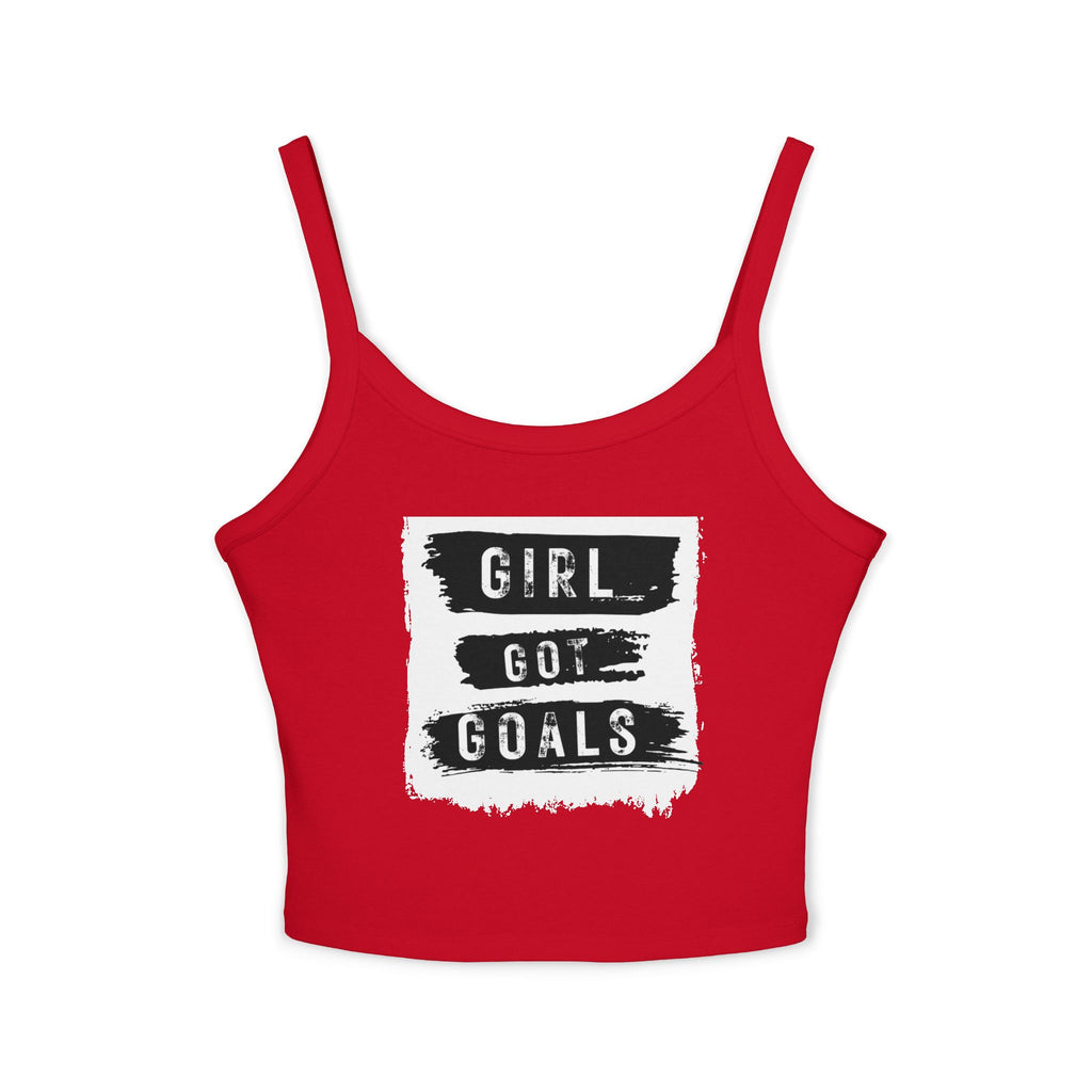 Empowering Women's Spaghetti Strap Tank Top - 'Girl Got Goals' - Motivational Summer Wear, Casual Outfit, Fitness Top, Trendy Apparel, [...]