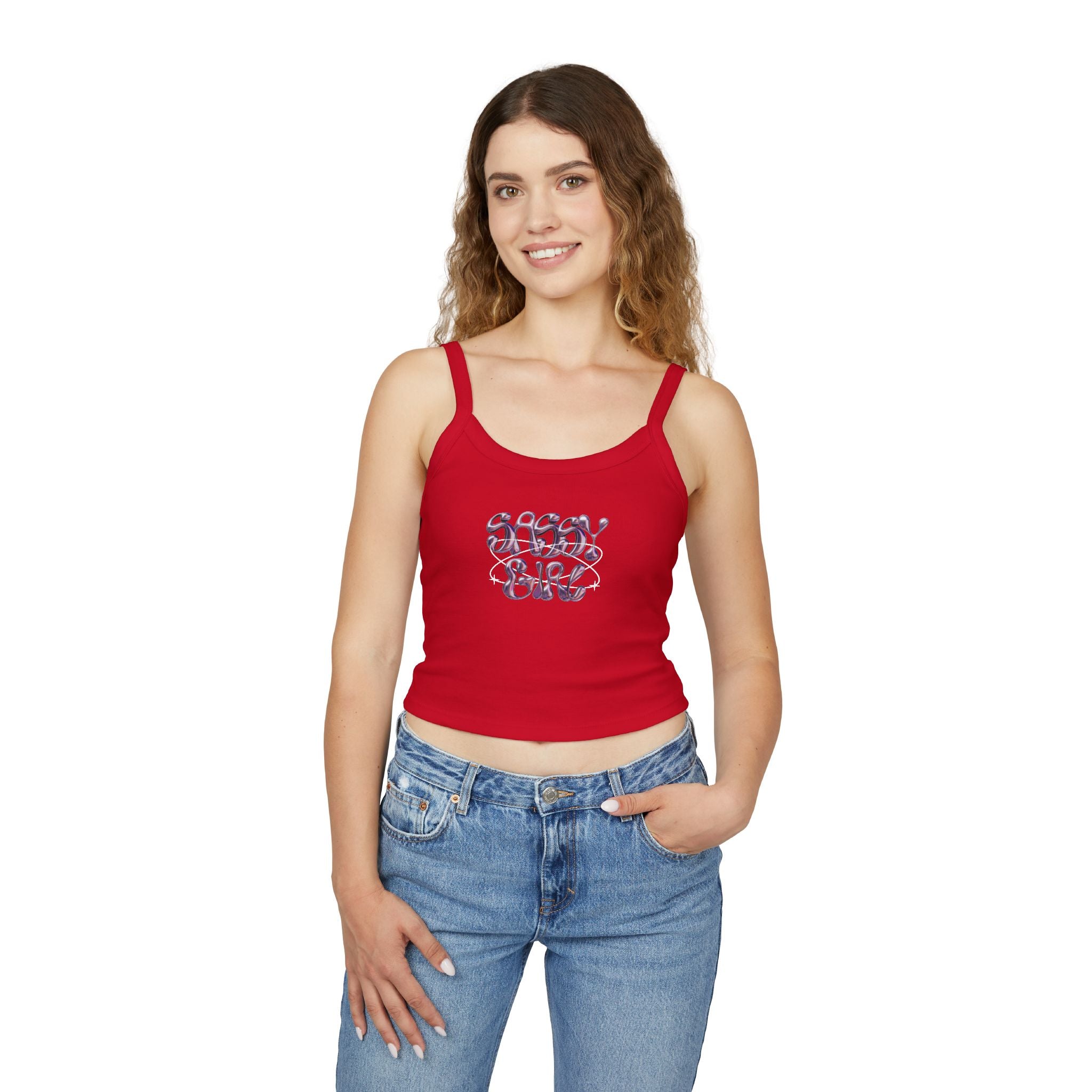 Sassy Girl Tank Top, Cute Summer Top, Gift for Her, Casual Wear Shirt, Trendy Spaghetti Strap Top, Summer Fashion Essential