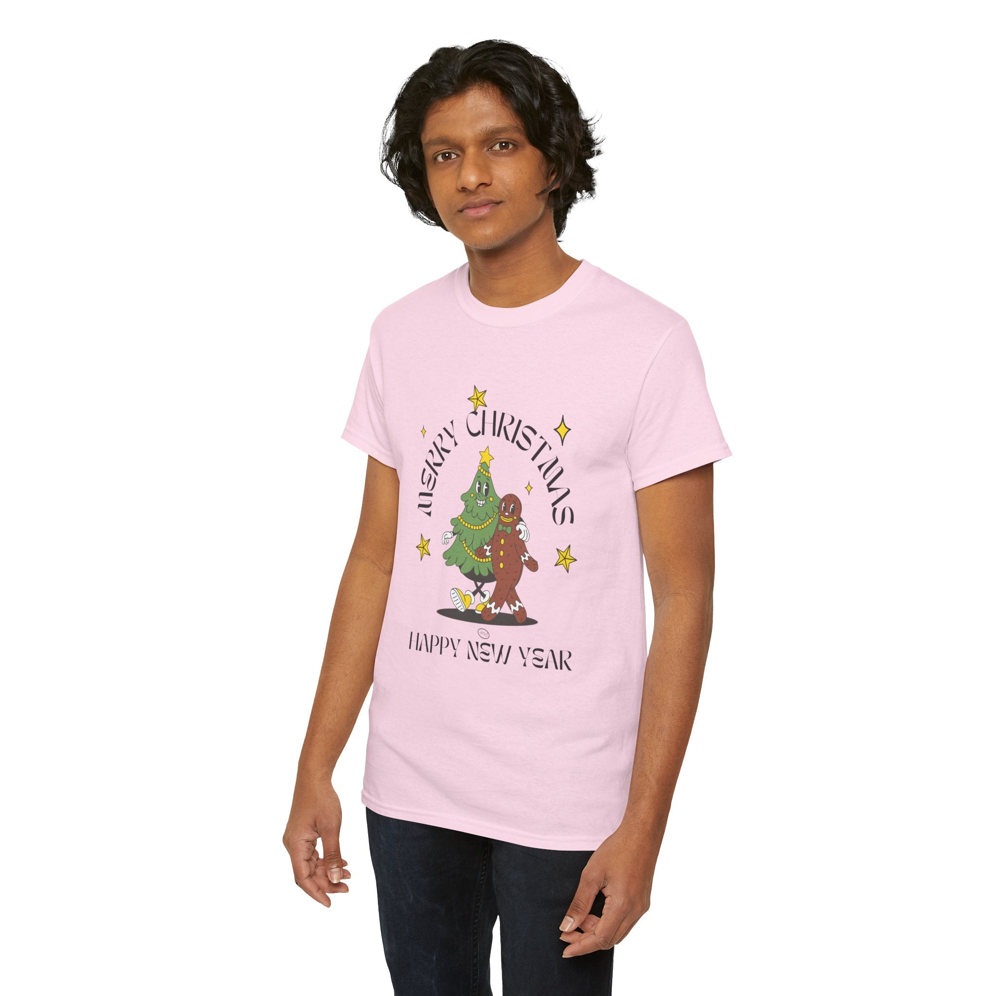 Christmas Gingerbread Tree Tee - "Merry Christmas, Happy New Year" Holiday Shirt
