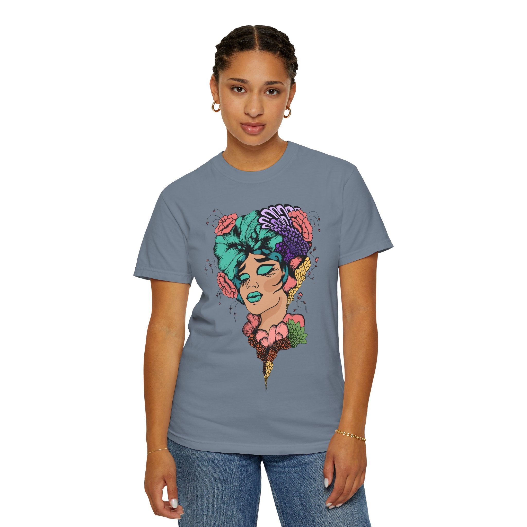 Floral Fantasy T-Shirt | Artistic Graphic Tee for Nature Lovers, Unique Gift, Casual Wear, Eco-Friendly Fashion