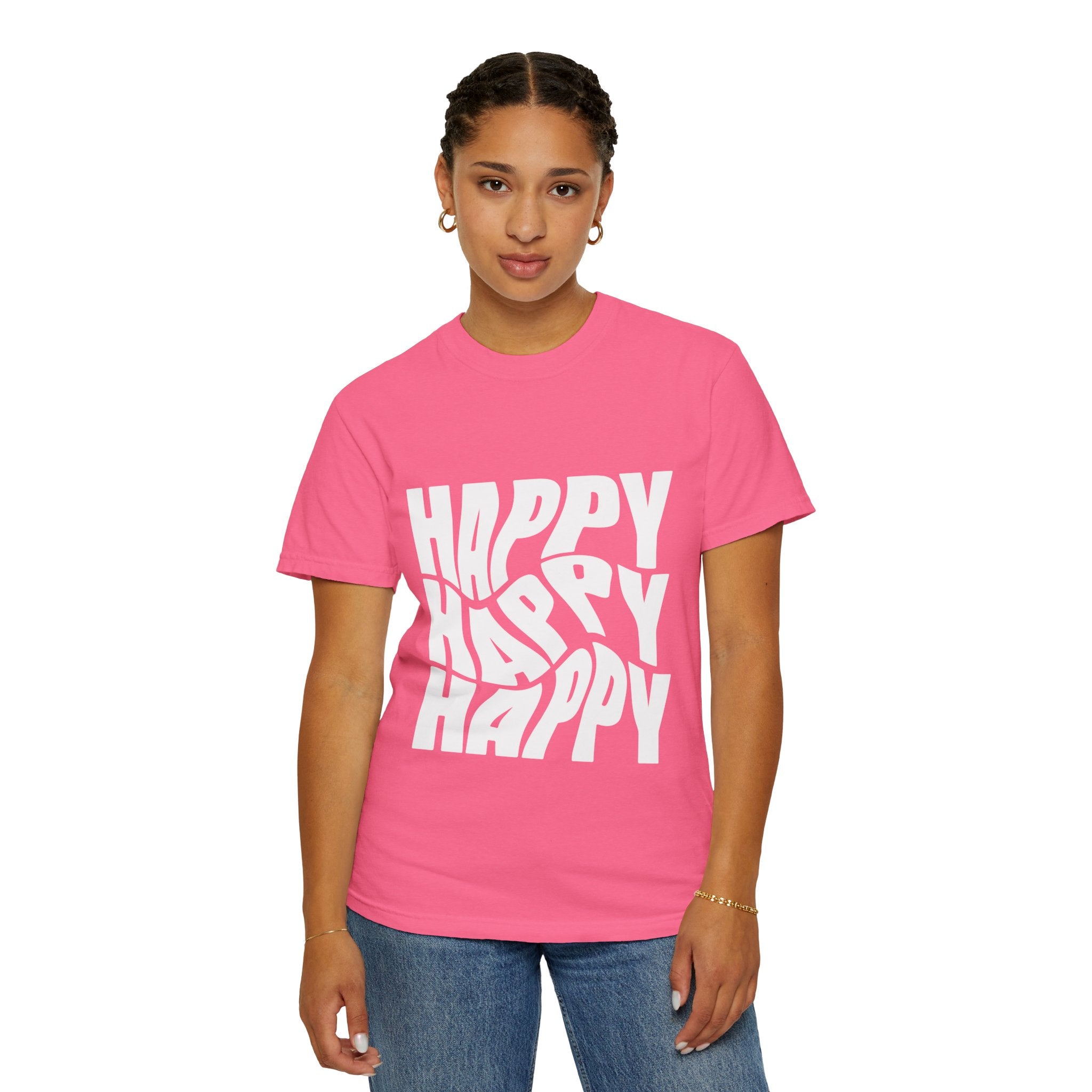 Happy Vibes Unisex Garment-Dyed T-shirt | Positive Affirmation Tee, Casual Wear, Gift for Friends, Summer Style, Comfort Apparel