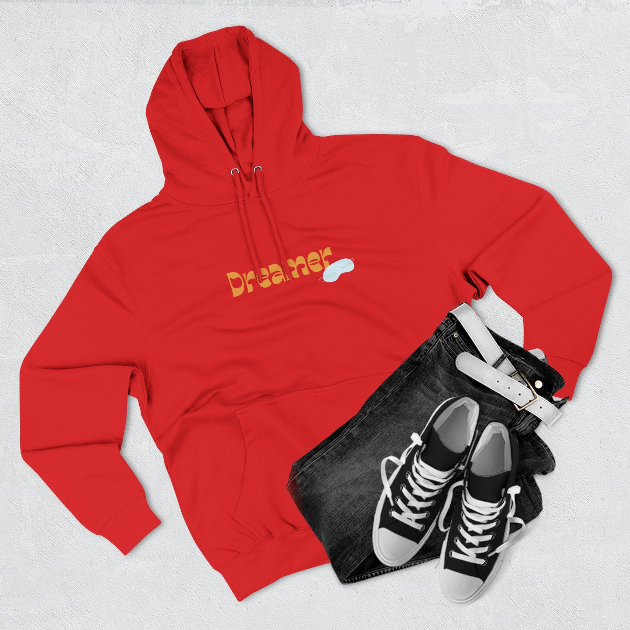 Dreamer Three-Panel Fleece Hoodie | Cozy Sweatshirt, Gift for Dreamers, Casual Wear, Inspirational Apparel, Everyday Comfort