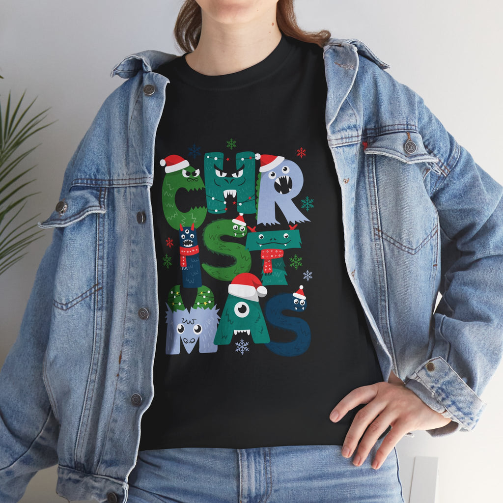 Christmas Graphic Tee — Cute Holiday "CHRISTMAS" Lettering T‑Shirt