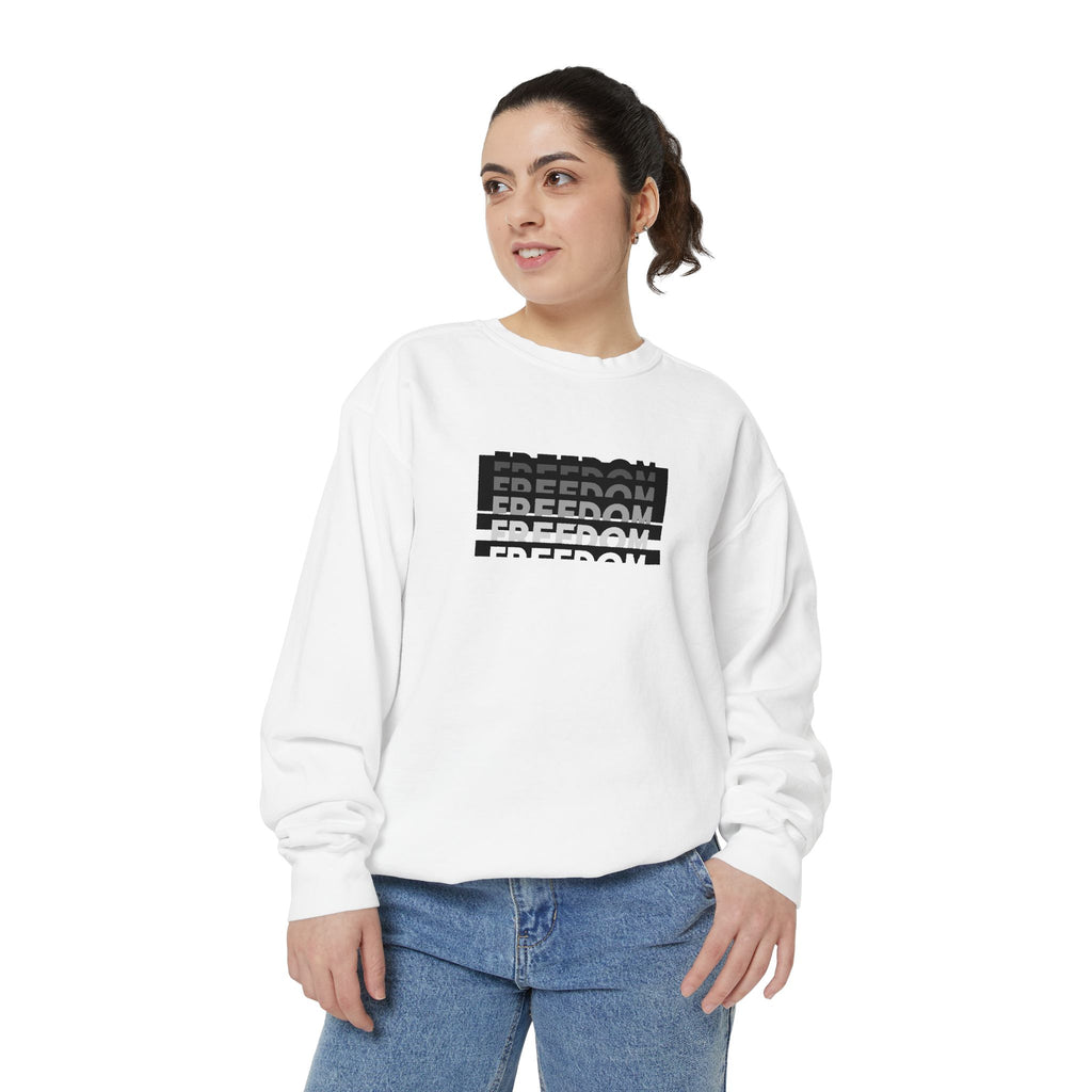 Freedom Unisex Garment-Dyed Sweatshirt - Cozy Casual Wear, Gift for Him/Her, Perfect for Relaxation, Street Style, Everyday Comfort