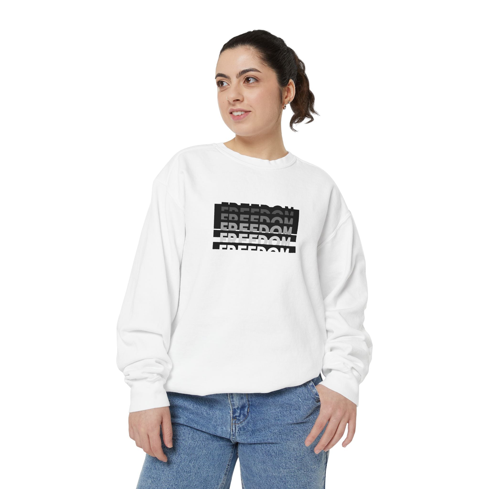 Freedom Unisex Garment-Dyed Sweatshirt - Cozy Casual Wear, Gift for Him/Her, Perfect for Relaxation, Street Style, Everyday Comfort