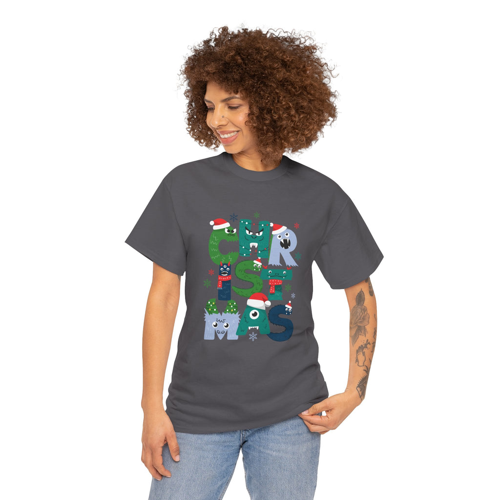 Christmas Graphic Tee — Cute Holiday "CHRISTMAS" Lettering T‑Shirt