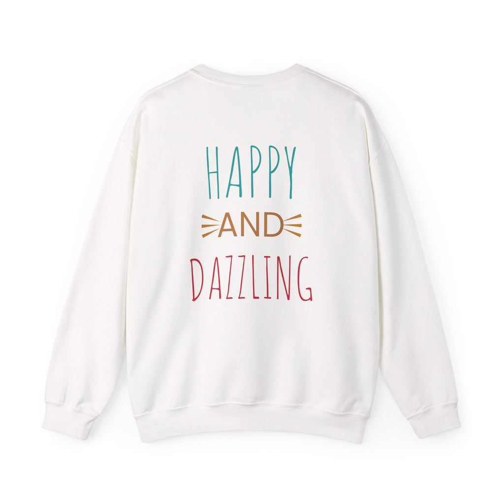 Happy and Dazzling Unisex Heavy Blend™ Crewneck Sweatshirt, Cozy Gift, Casual Wear, Everyday Comfort, Perfect for Birthdays or Celebrations