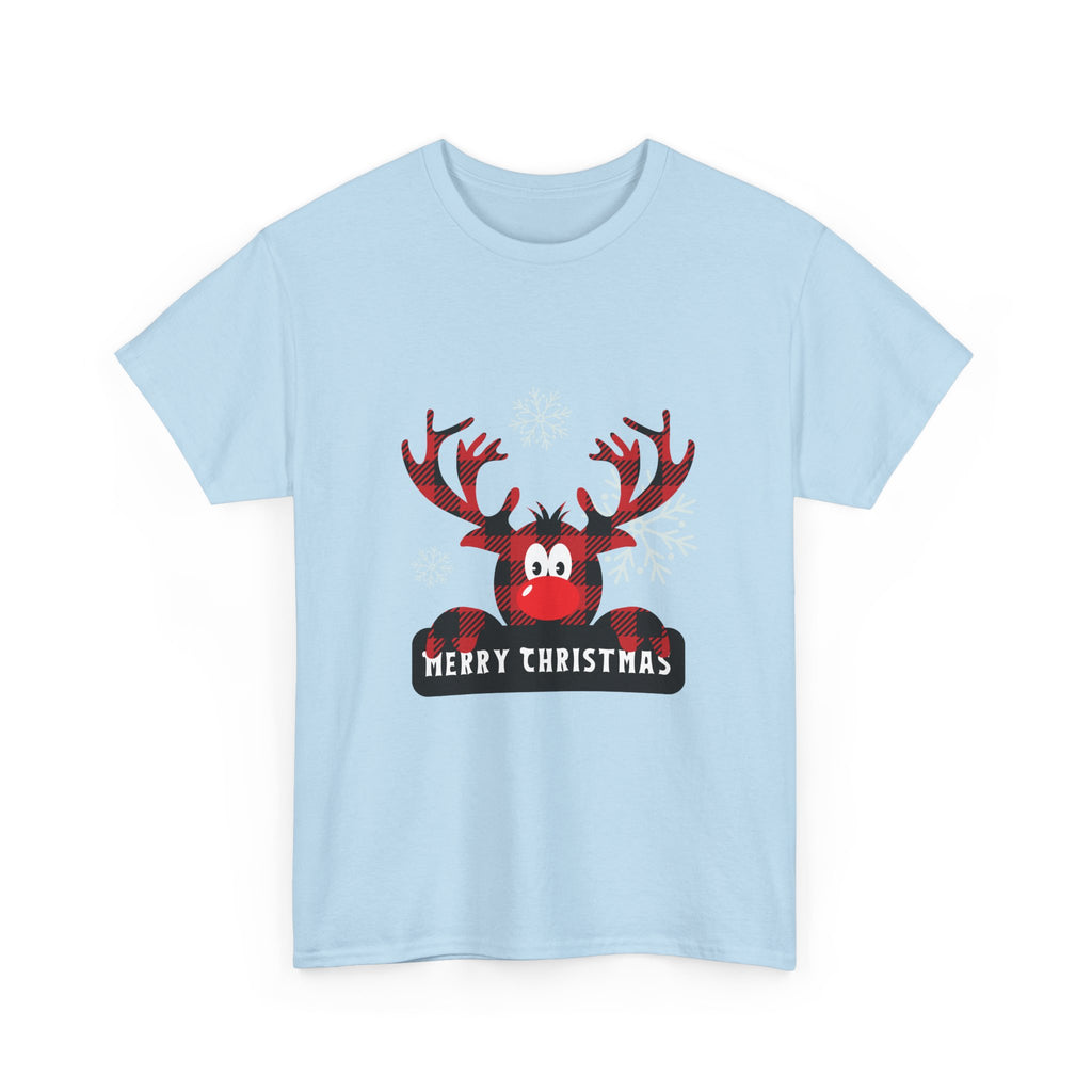 Christmas Reindeer T-Shirt — Cute Plaid Antler Design "Merry Christmas"