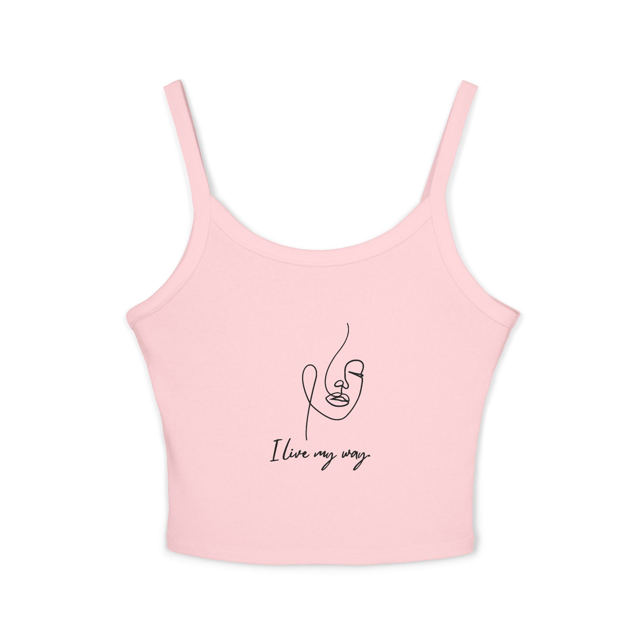 Women's Spaghetti Strap Tank Top, I Love My Way, Casual Summer Wear, Beach Outfit, Graphic Crop Top, Gift for Her