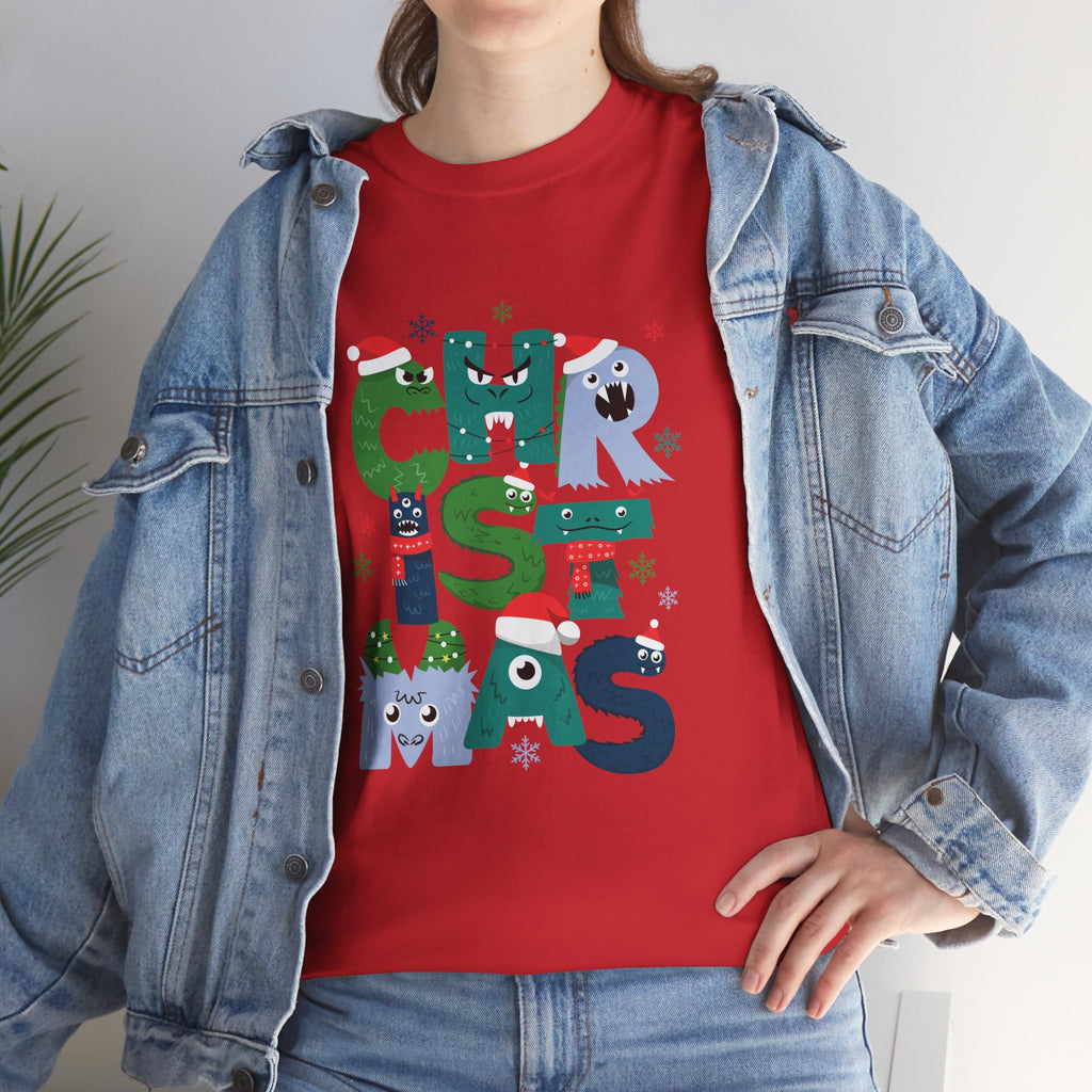 Christmas Graphic Tee — Cute Holiday "CHRISTMAS" Lettering T‑Shirt