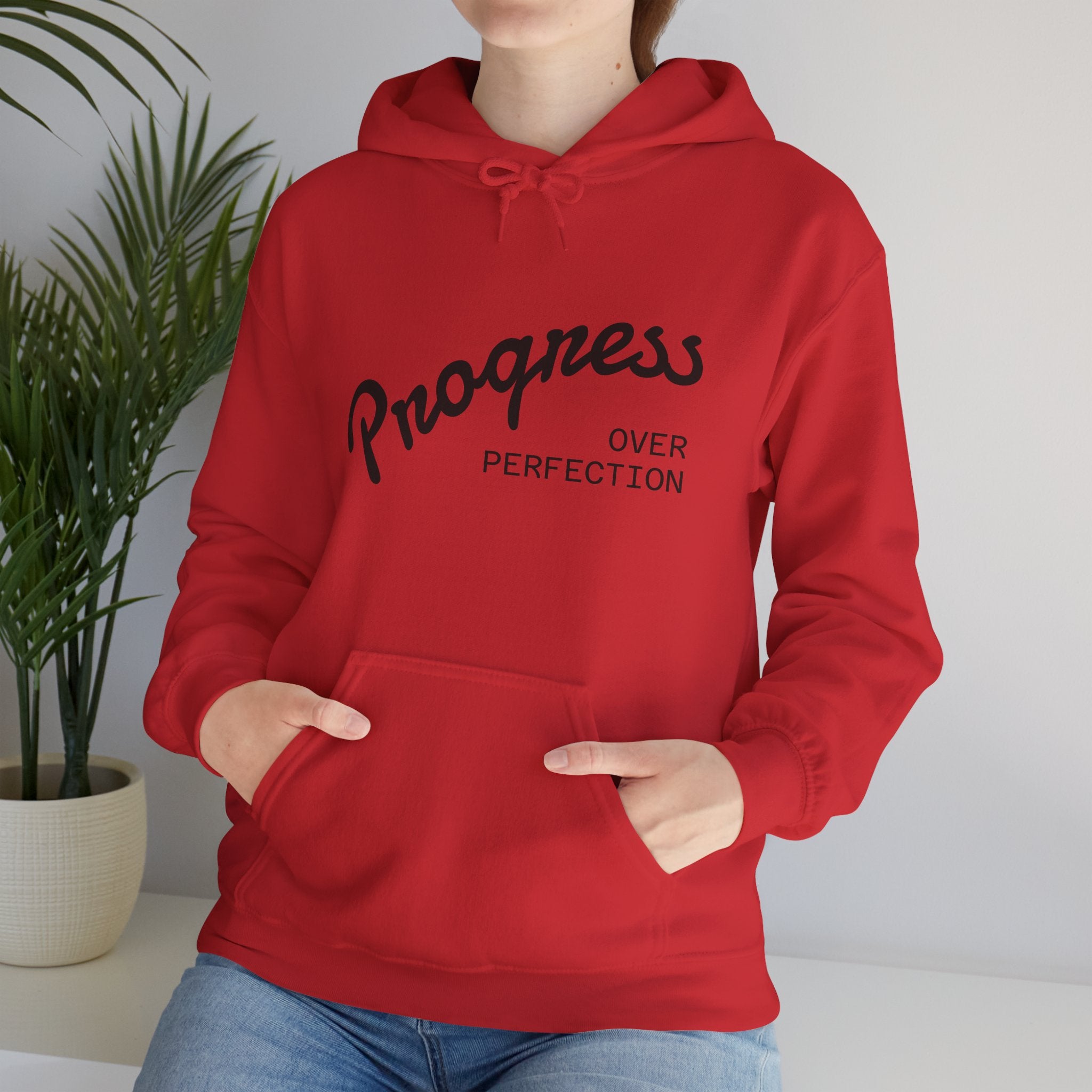 Progress Over Perfection Hoodie, Motivational Sweatshirt, Unisex Hooded Sweatshirt, Cozy Casual Wear, Gift for Her, Inspirational Apparel