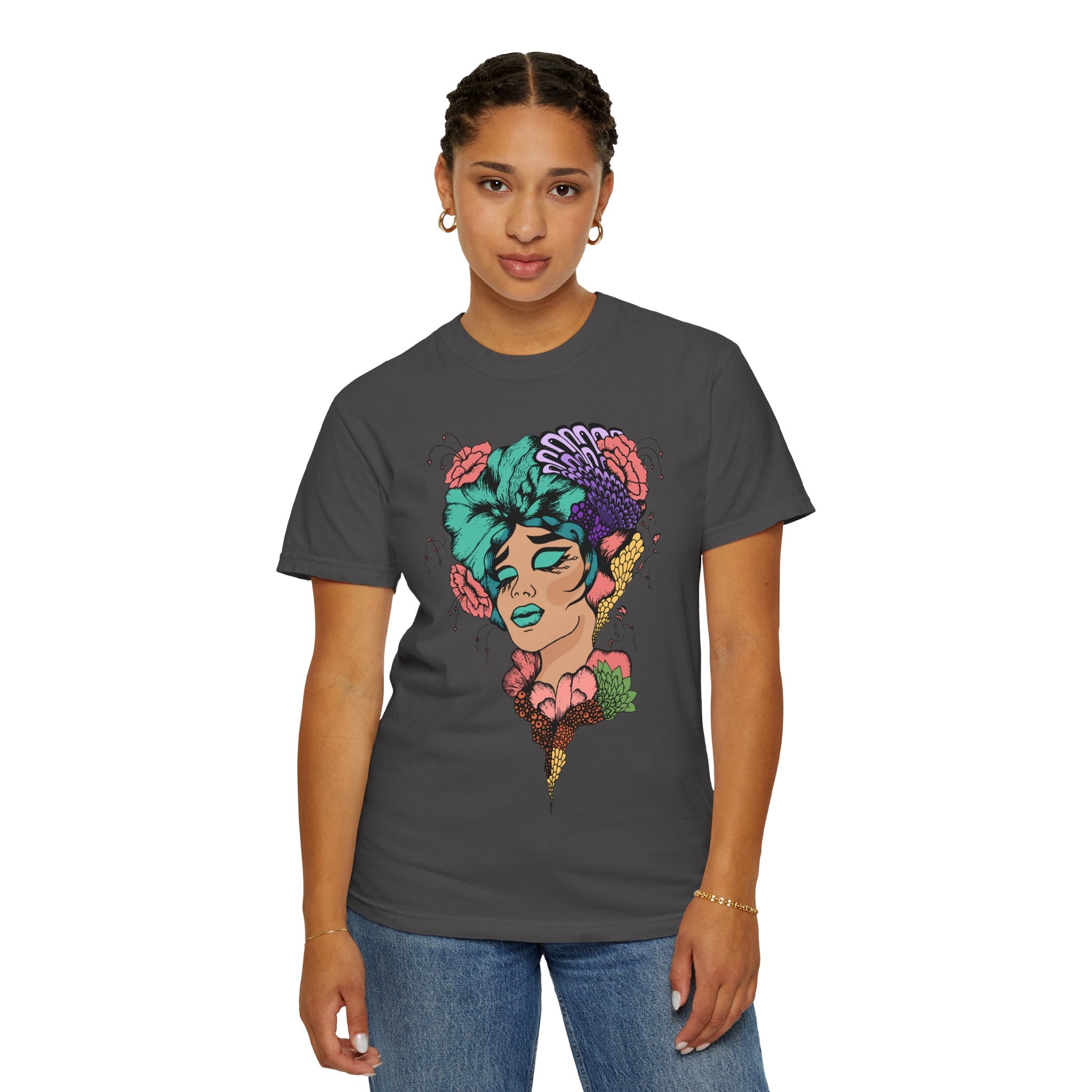 Floral Fantasy T-Shirt | Artistic Graphic Tee for Nature Lovers, Unique Gift, Casual Wear, Eco-Friendly Fashion