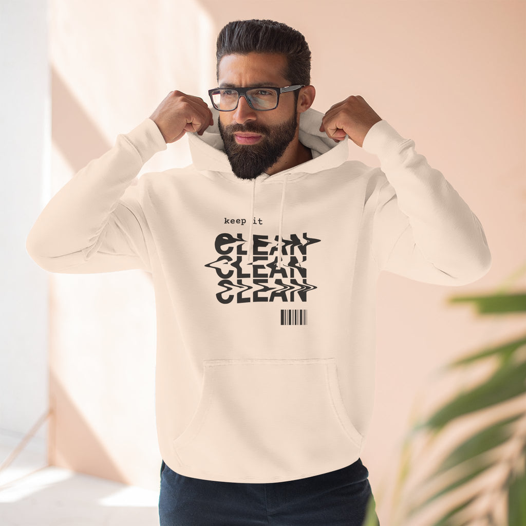 Stylish Fleece Hoodie with ‘Keep It Clean’ Design, Cozy Winter Apparel, Ideal for Casual Outfits, Gifts for Friends, Unique Streetwear