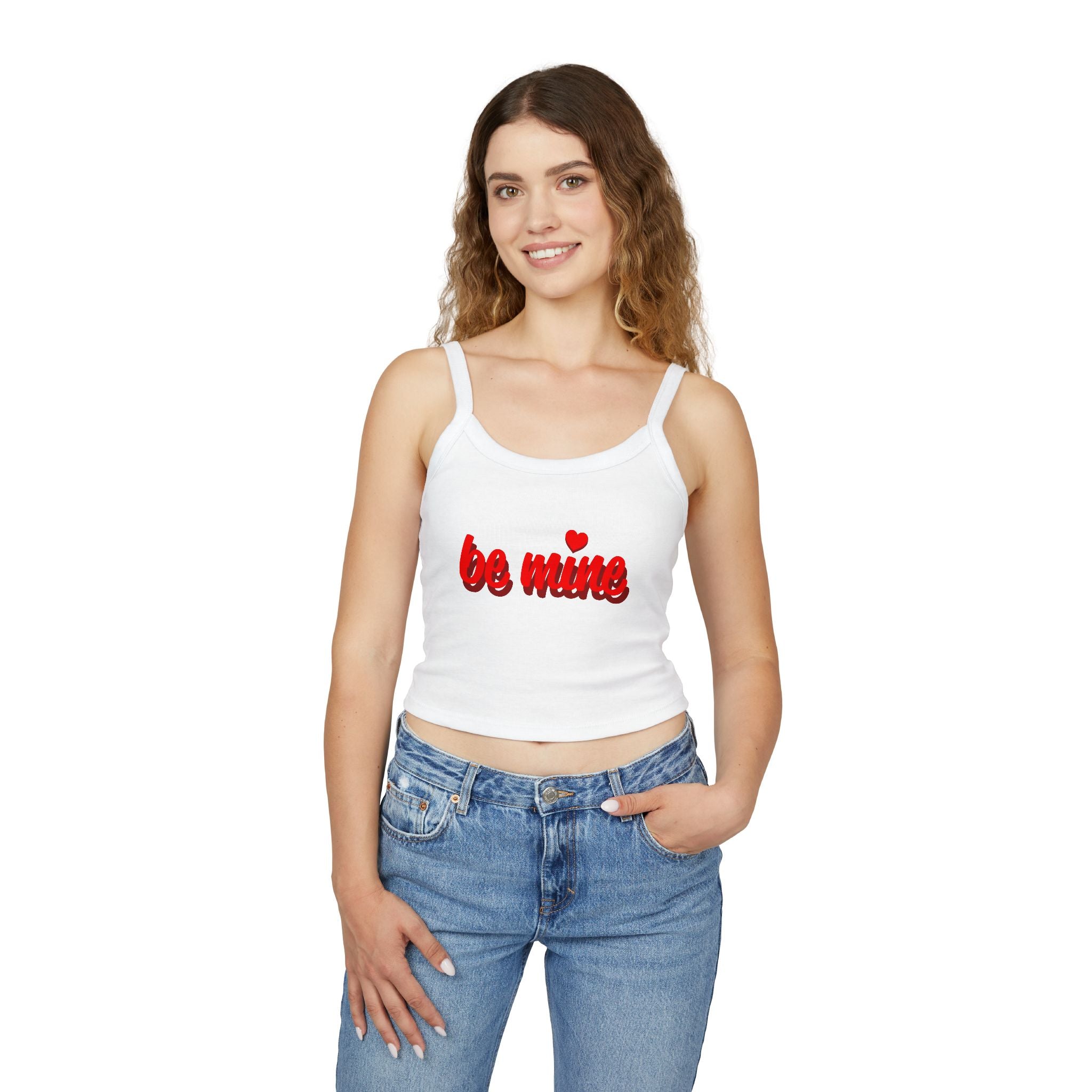 Romantic Spaghetti Strap Tank Top | 'Be Mine' Design for Valentine's Day, Cute Summer Top, Gift for Her, Casual Wear, Love Shirt