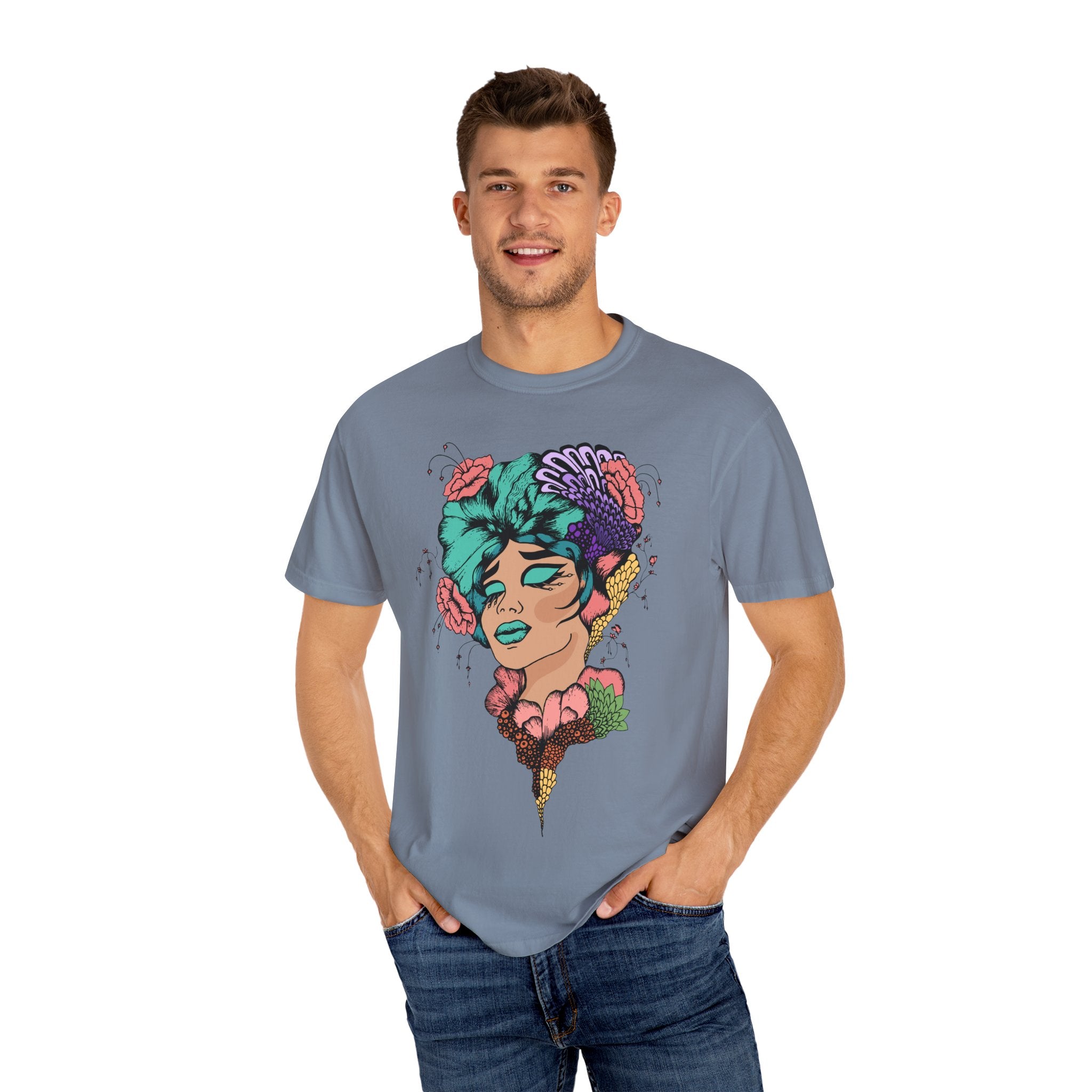 Floral Fantasy T-Shirt | Artistic Graphic Tee for Nature Lovers, Unique Gift, Casual Wear, Eco-Friendly Fashion
