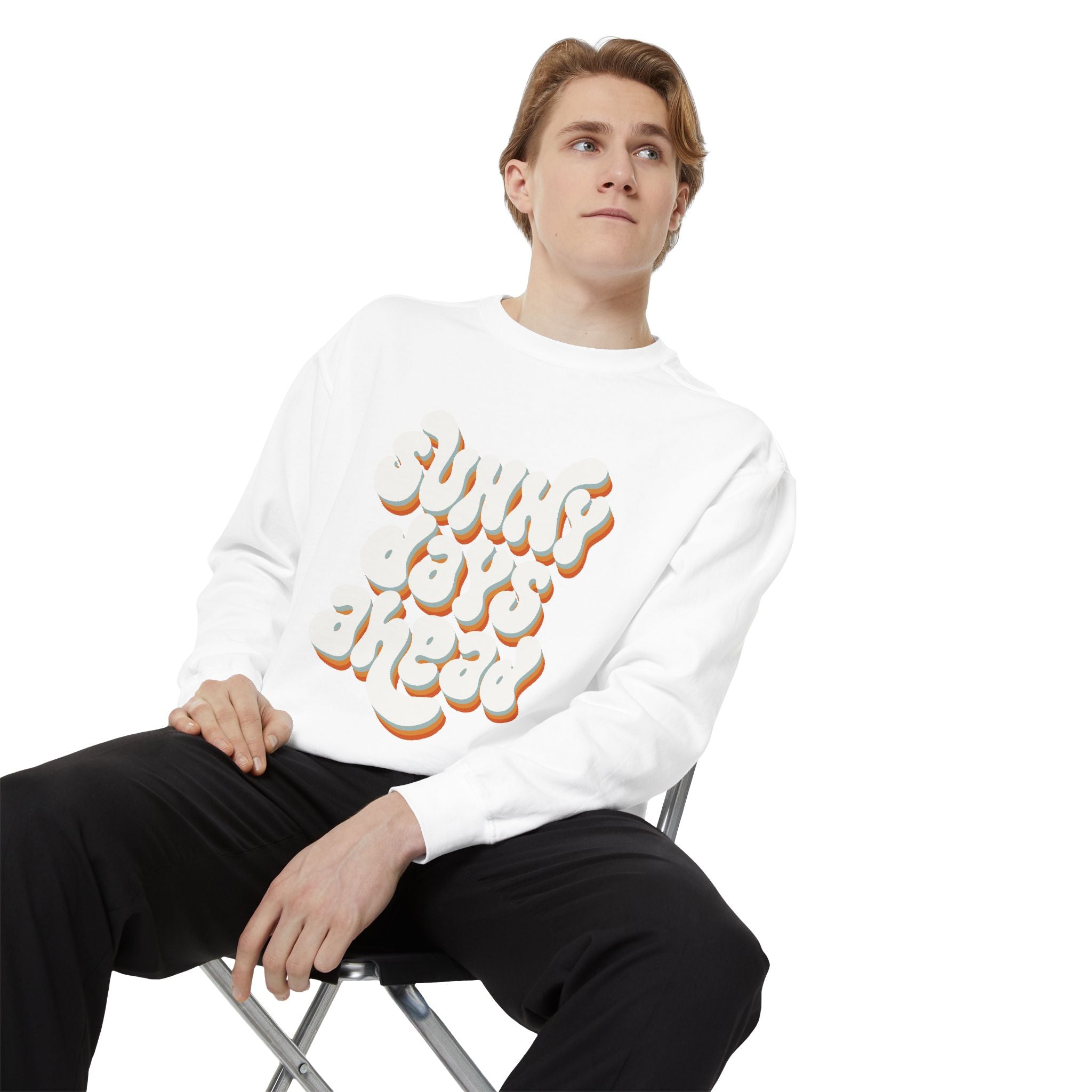 Sunny Days Ahead Unisex Garment-Dyed Sweatshirt, Cozy Pullover, Casual Outfit, Spring Fashion, Gift for Friends