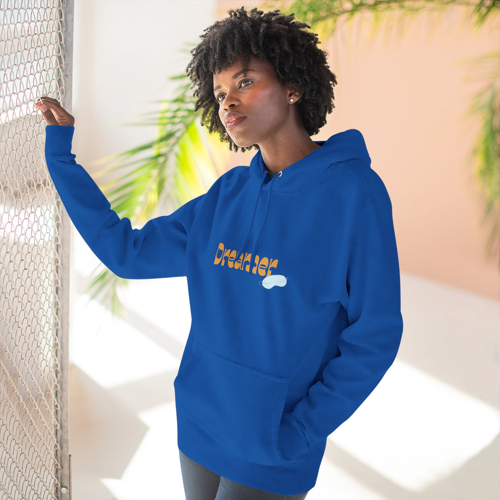 Dreamer Three-Panel Fleece Hoodie | Cozy Sweatshirt, Gift for Dreamers, Casual Wear, Inspirational Apparel, Everyday Comfort
