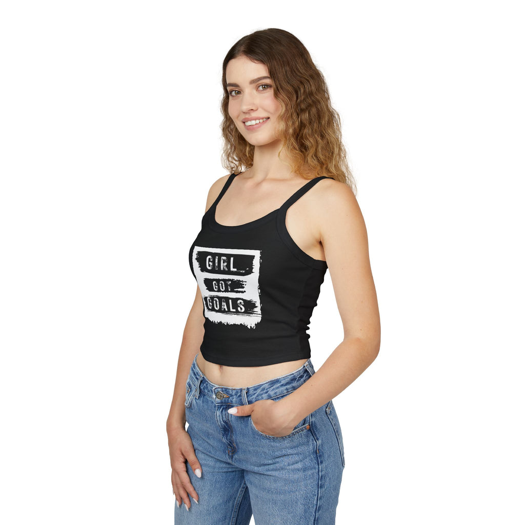 Empowering Women's Spaghetti Strap Tank Top - 'Girl Got Goals' - Motivational Summer Wear, Casual Outfit, Fitness Top, Trendy Apparel, [...]