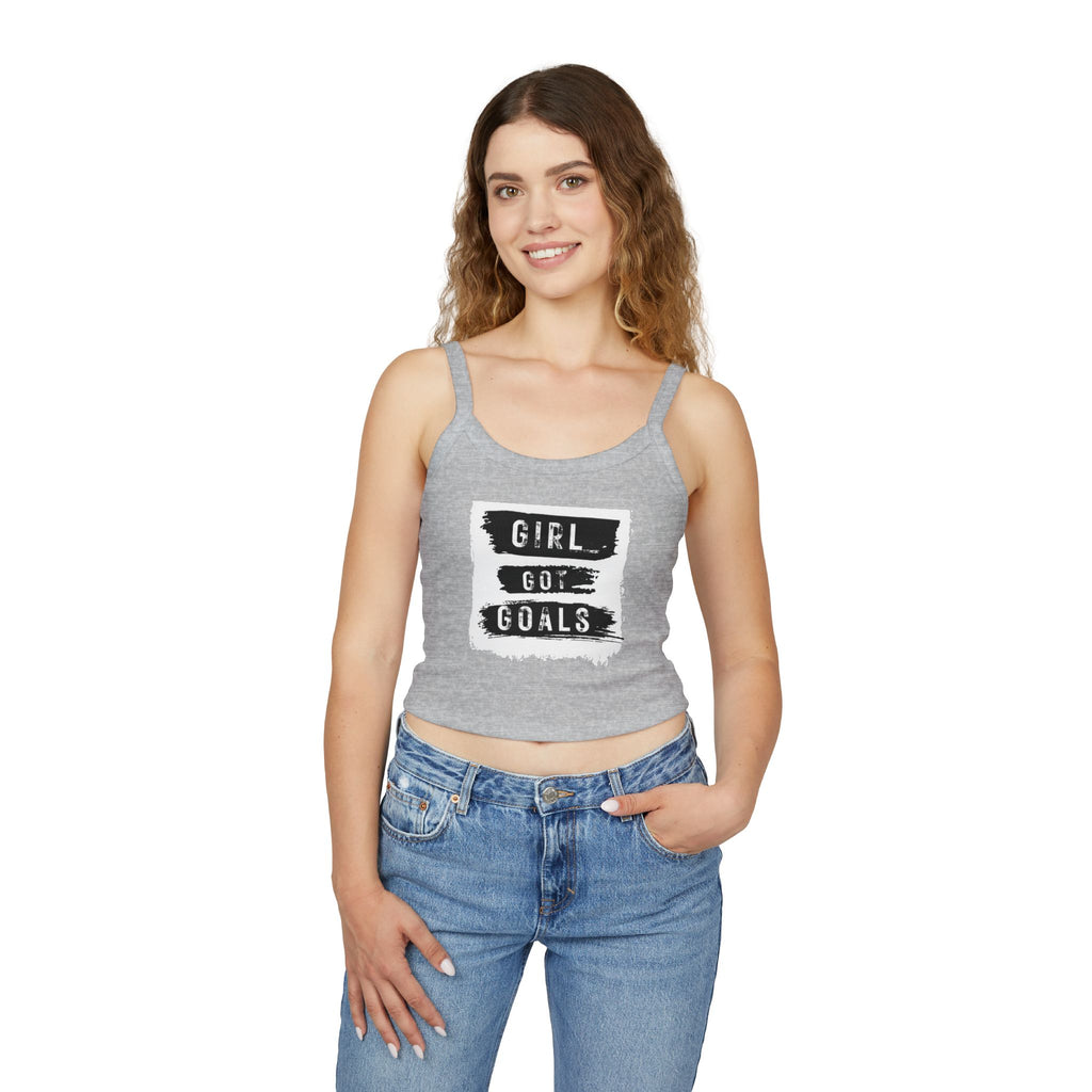 Empowering Women's Spaghetti Strap Tank Top - 'Girl Got Goals' - Motivational Summer Wear, Casual Outfit, Fitness Top, Trendy Apparel, [...]
