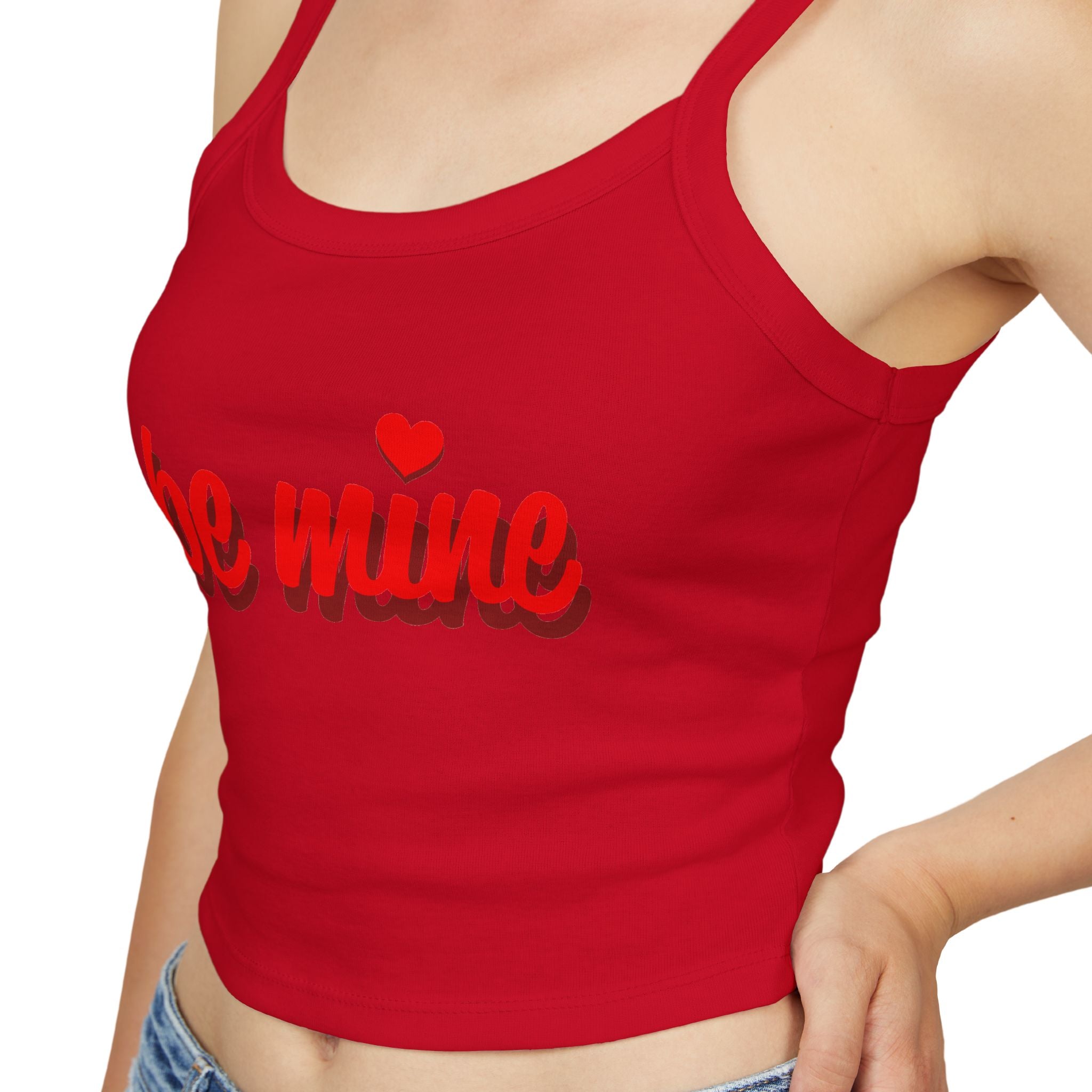 Romantic Spaghetti Strap Tank Top | 'Be Mine' Design for Valentine's Day, Cute Summer Top, Gift for Her, Casual Wear, Love Shirt