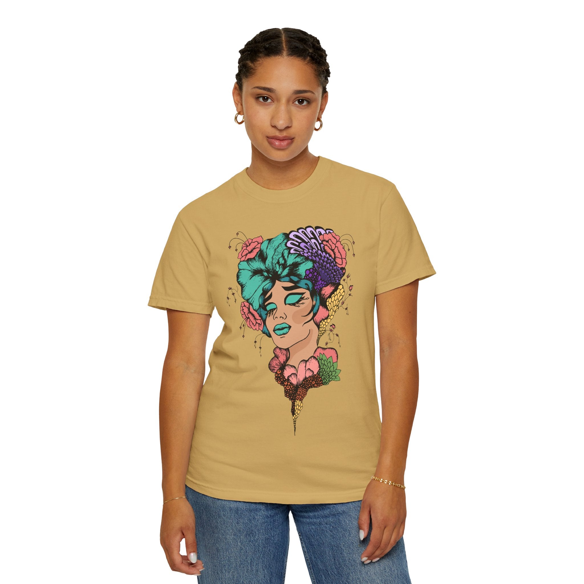 Floral Fantasy T-Shirt | Artistic Graphic Tee for Nature Lovers, Unique Gift, Casual Wear, Eco-Friendly Fashion