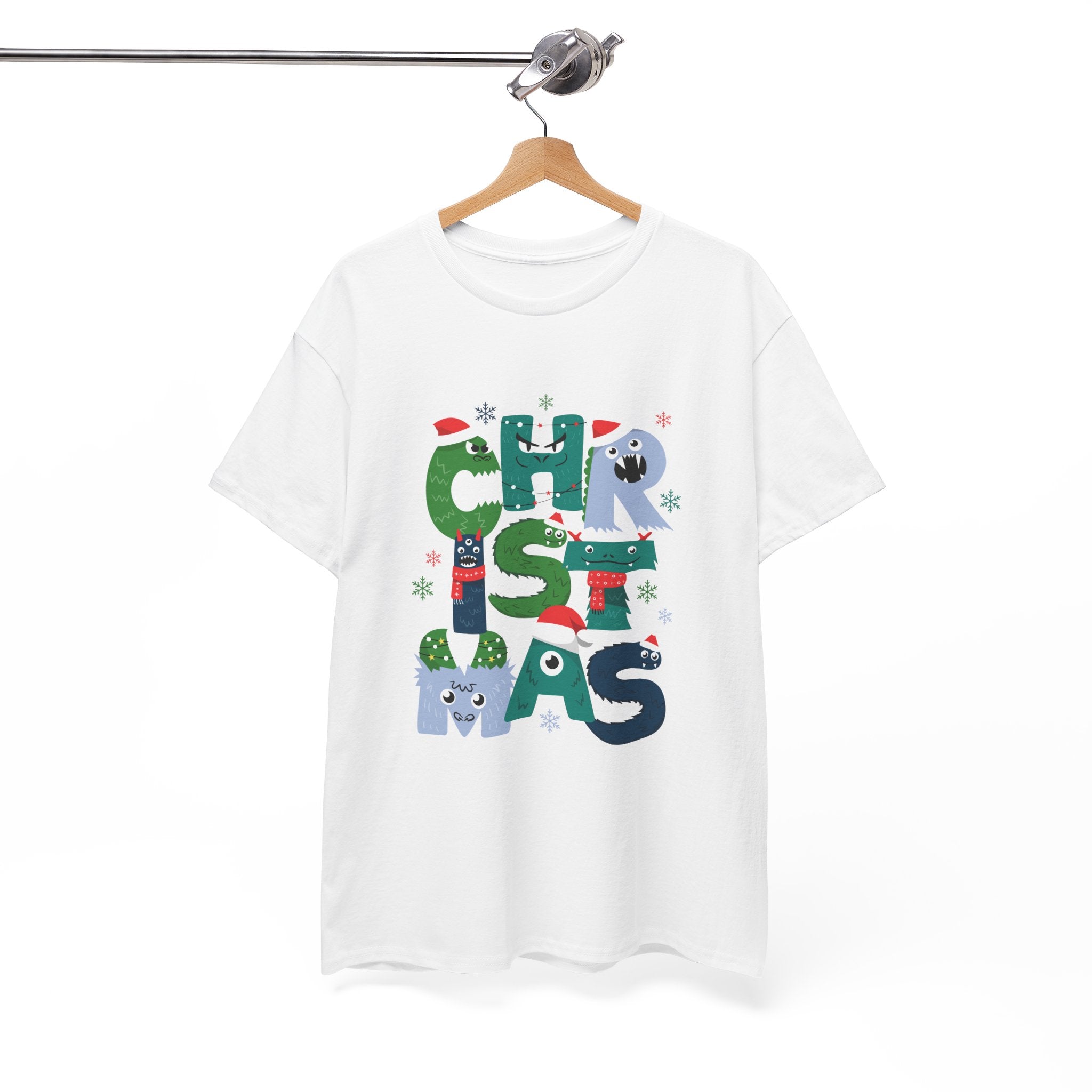 Christmas Graphic Tee — Cute Holiday "CHRISTMAS" Lettering T‑Shirt
