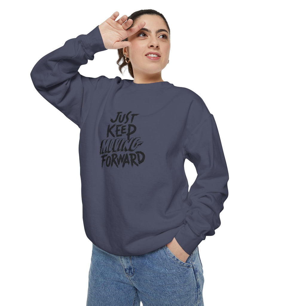 Motivational Sweatshirt - Just Keep Moving Forward, Unisex Garment-Dyed Crewneck, Cozy Gift, Inspirational Apparel, Perfect for Every [...]