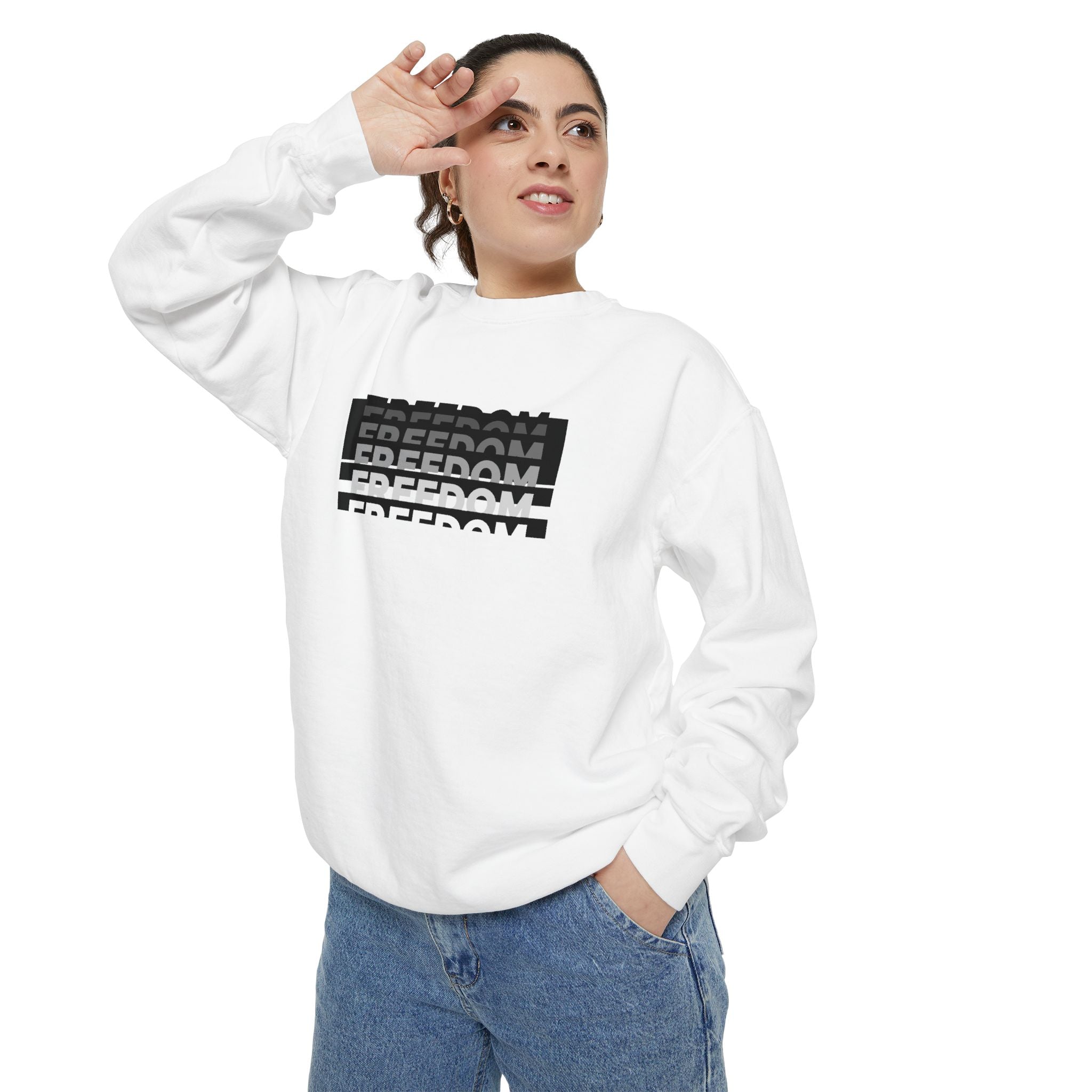 Freedom Unisex Garment-Dyed Sweatshirt - Cozy Casual Wear, Gift for Him/Her, Perfect for Relaxation, Street Style, Everyday Comfort