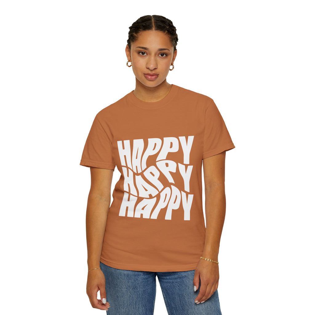 Happy Vibes Unisex Garment-Dyed T-shirt | Positive Affirmation Tee, Casual Wear, Gift for Friends, Summer Style, Comfort Apparel