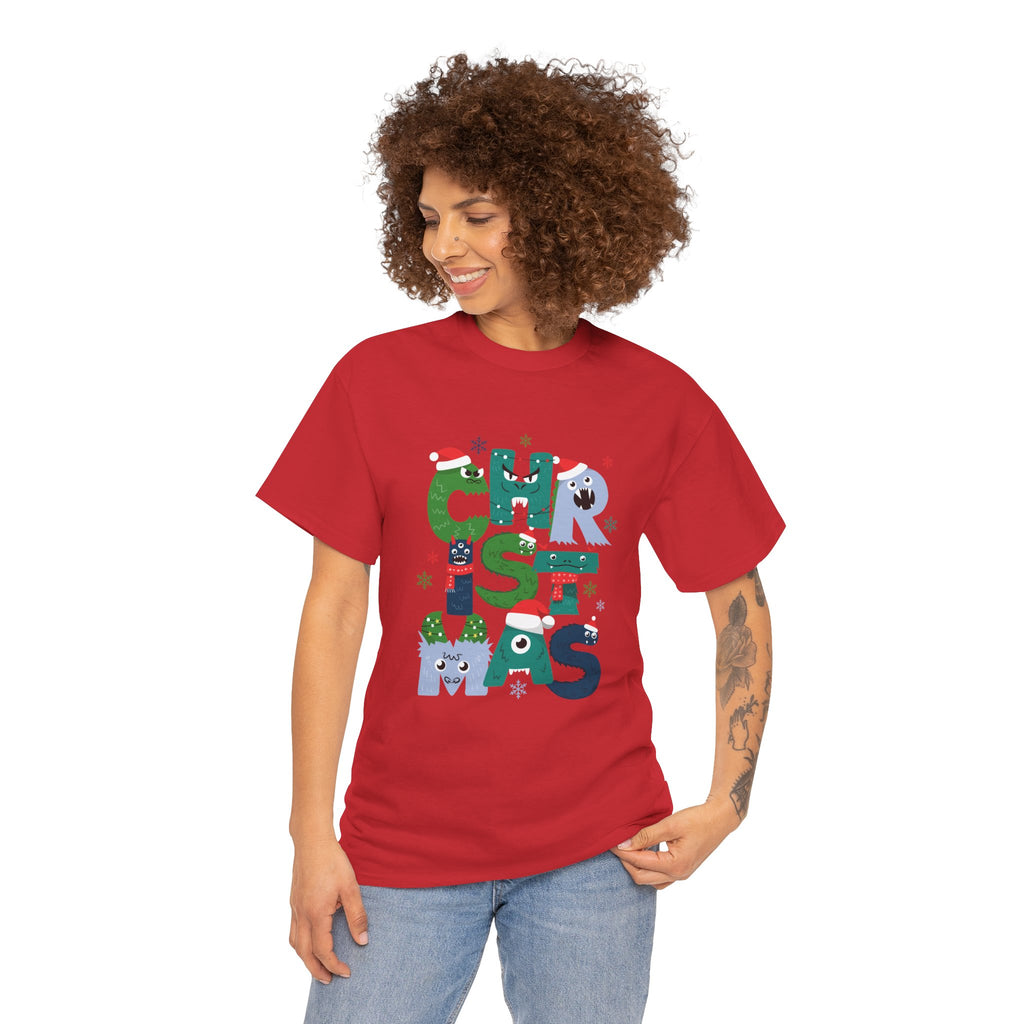 Christmas Graphic Tee — Cute Holiday "CHRISTMAS" Lettering T‑Shirt
