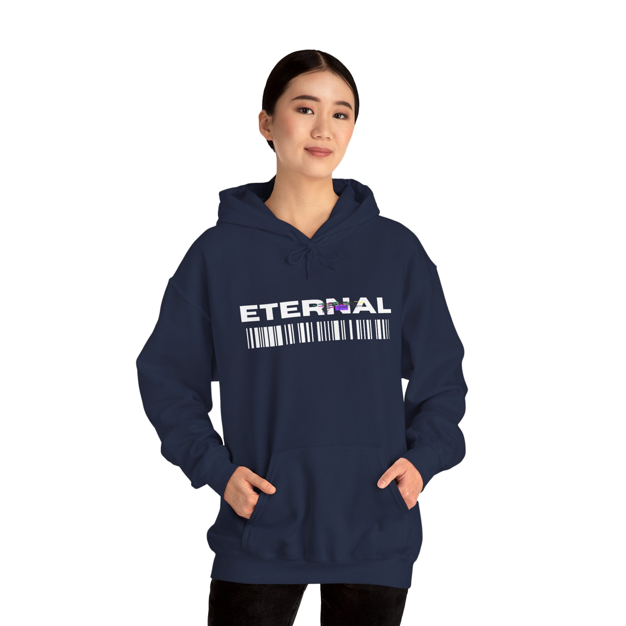 Eternal Barcode Hoodie — Black Graphic Pullover