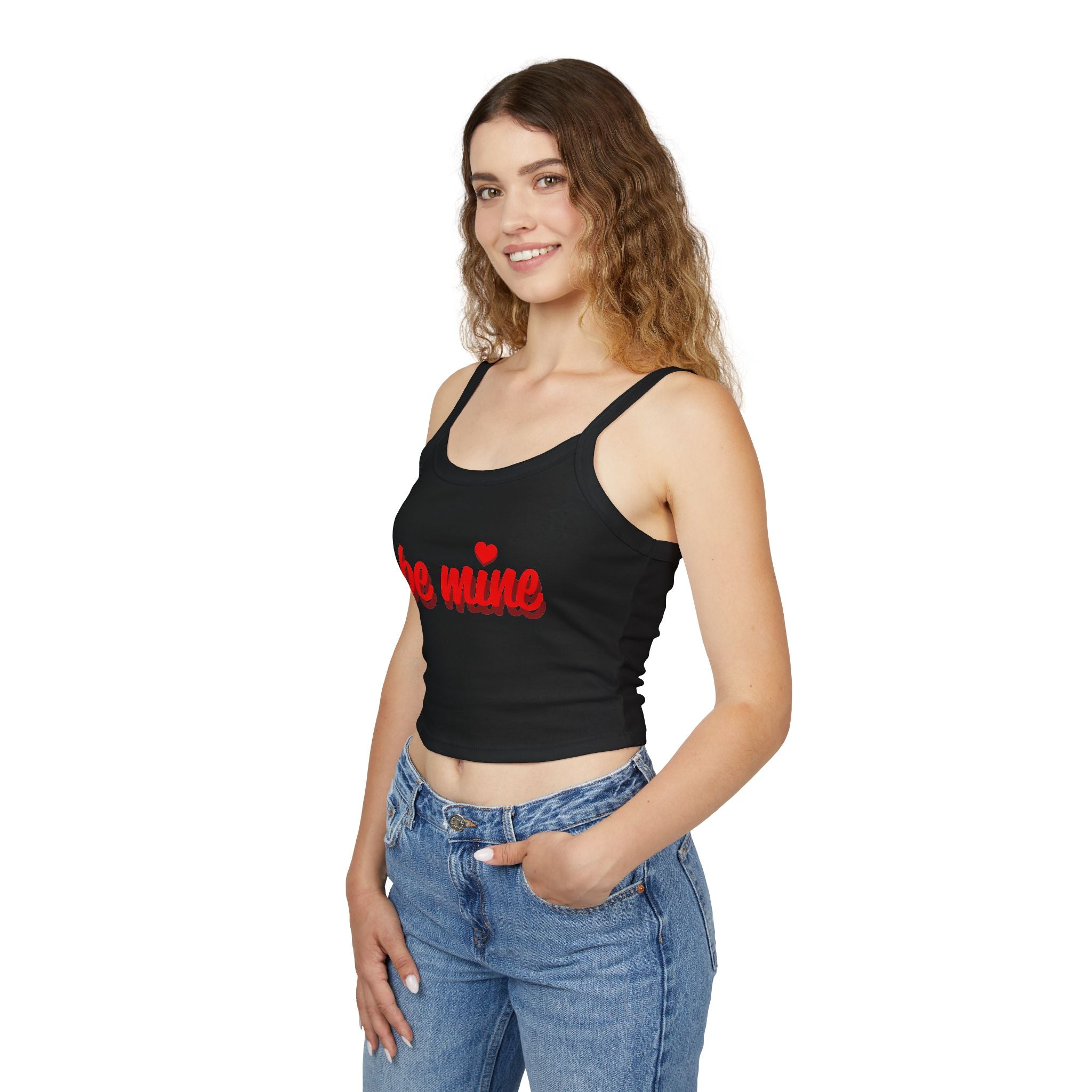 Romantic Spaghetti Strap Tank Top | 'Be Mine' Design for Valentine's Day, Cute Summer Top, Gift for Her, Casual Wear, Love Shirt
