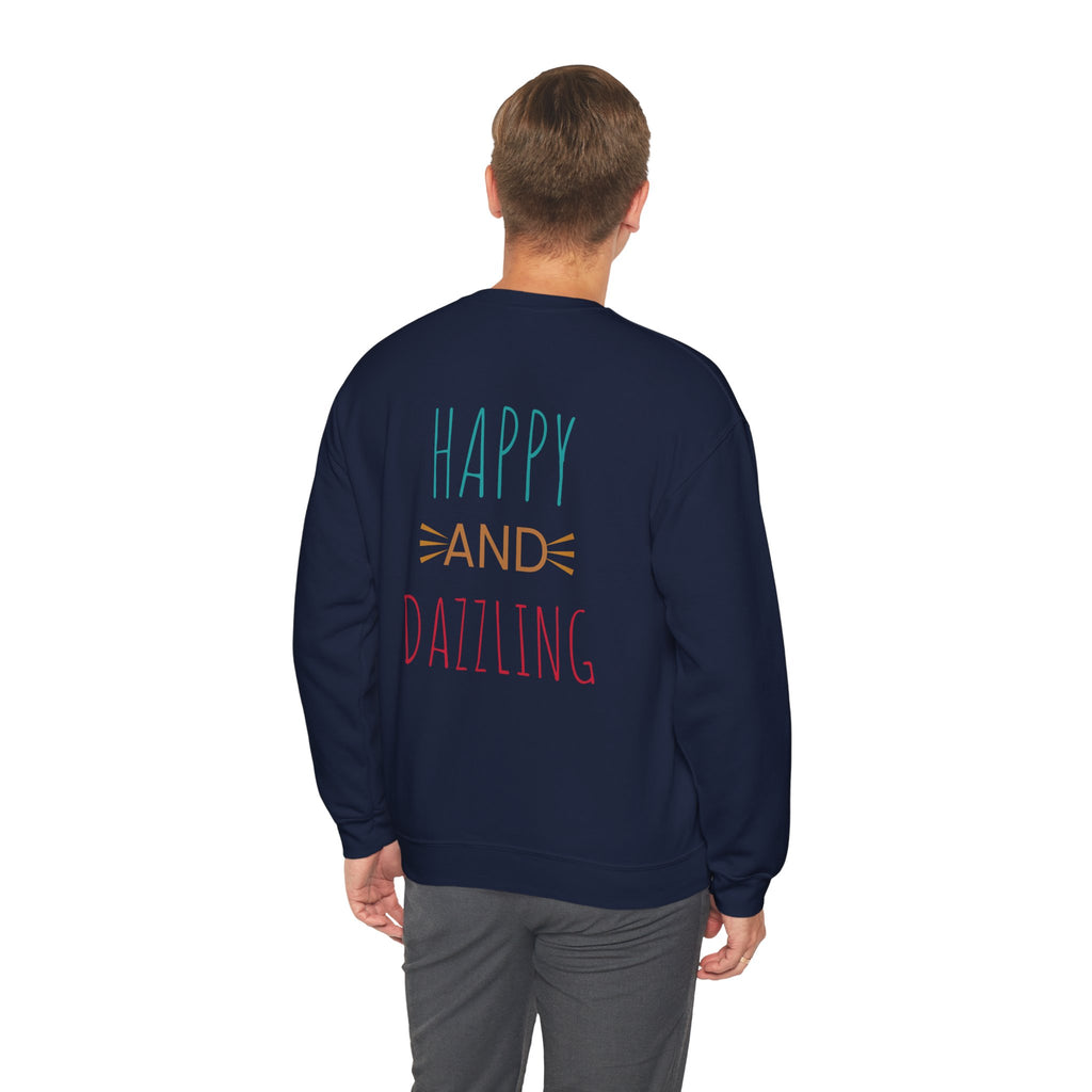 Happy and Dazzling Unisex Heavy Blend™ Crewneck Sweatshirt, Cozy Gift, Casual Wear, Everyday Comfort, Perfect for Birthdays or Celebrations