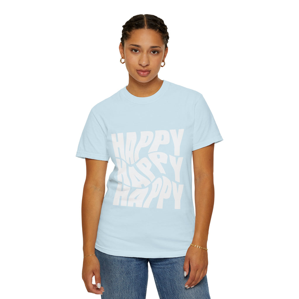 Happy Vibes Unisex Garment-Dyed T-shirt | Positive Affirmation Tee, Casual Wear, Gift for Friends, Summer Style, Comfort Apparel