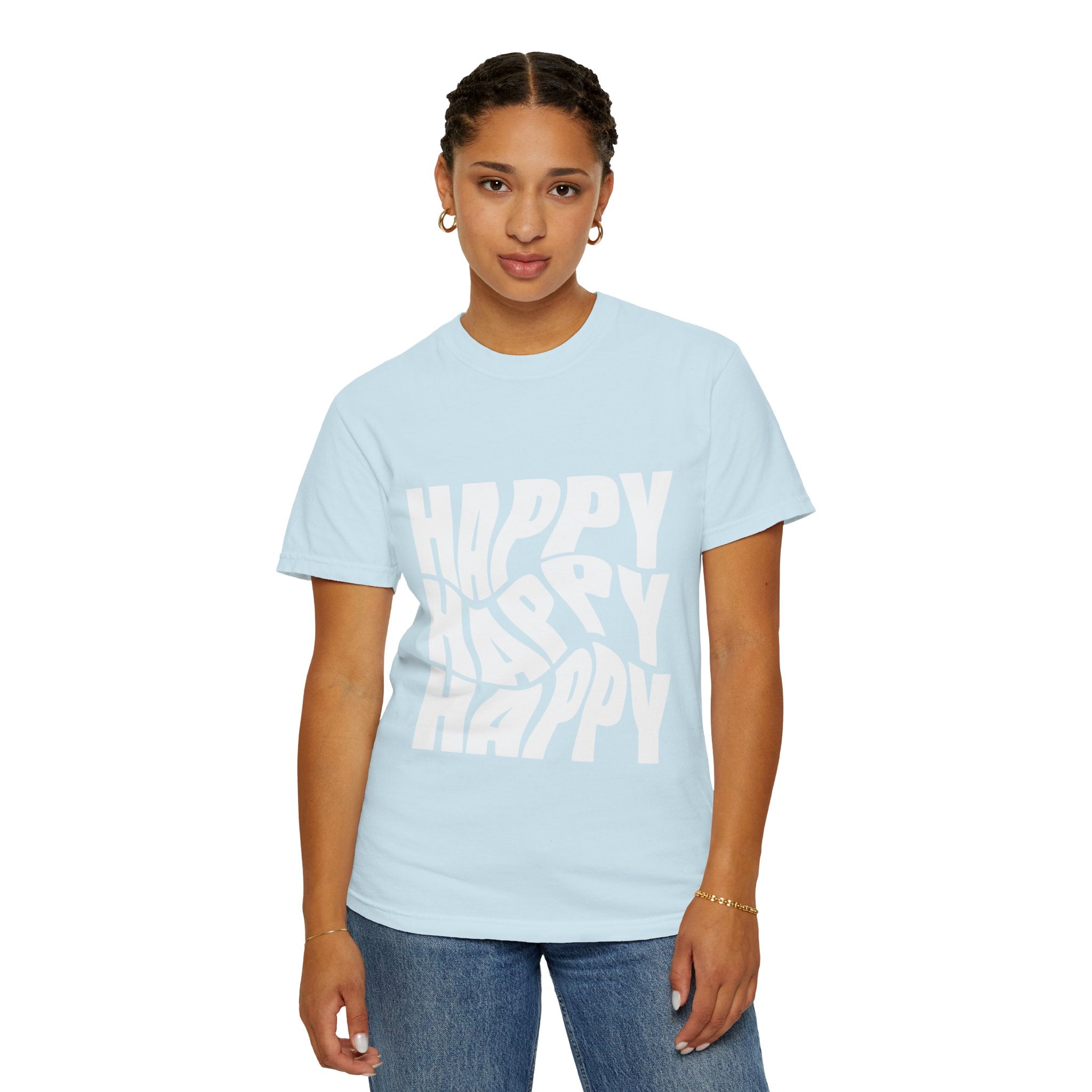 Happy Vibes Unisex Garment-Dyed T-shirt | Positive Affirmation Tee, Casual Wear, Gift for Friends, Summer Style, Comfort Apparel