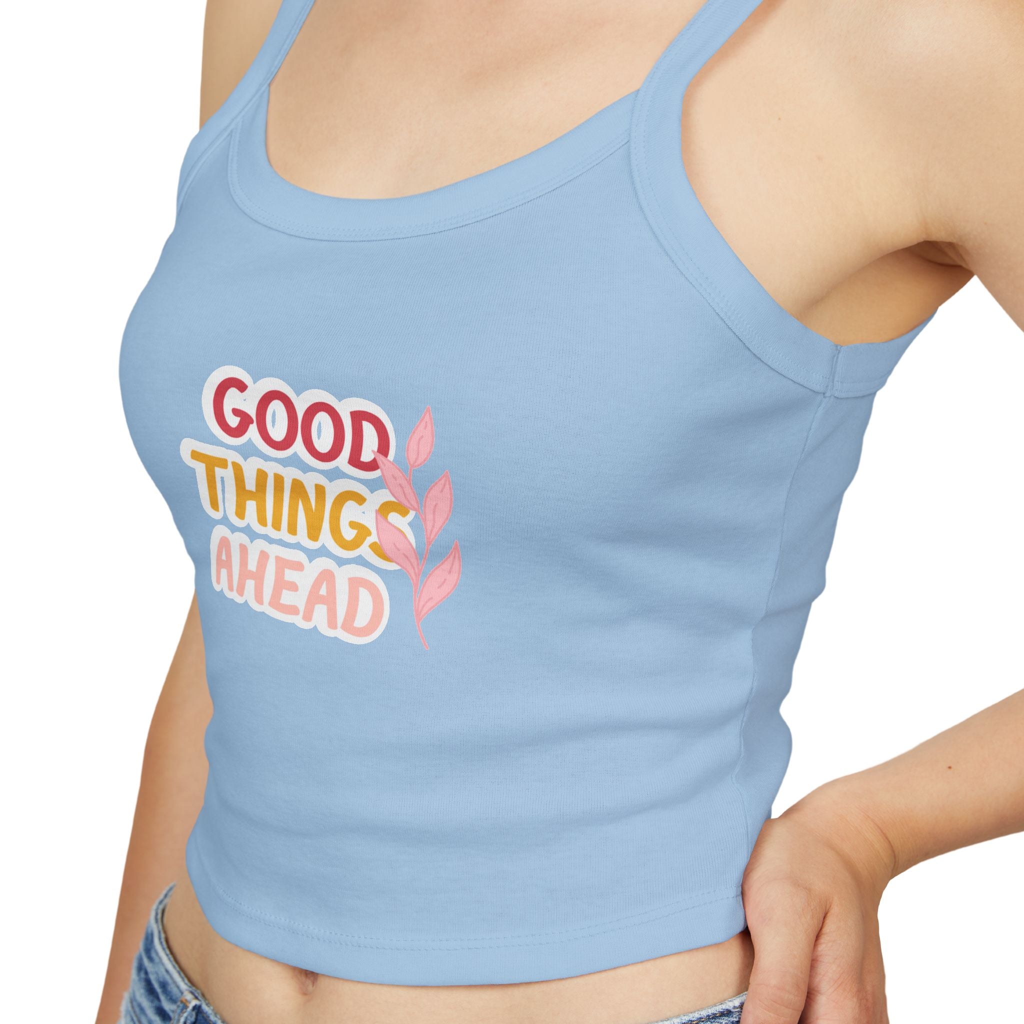 Optimistic Women's Spaghetti Strap Tank Top, Casual Summer Top, Inspirational Sleeveless Shirt, Gift for Her, Trendy Layering Piece