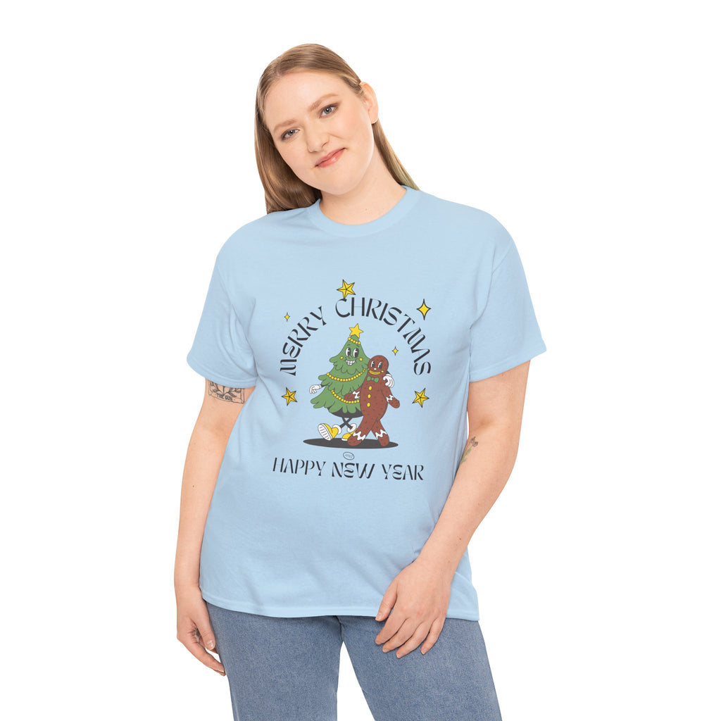 Christmas Gingerbread Tree Tee - "Merry Christmas, Happy New Year" Holiday Shirt