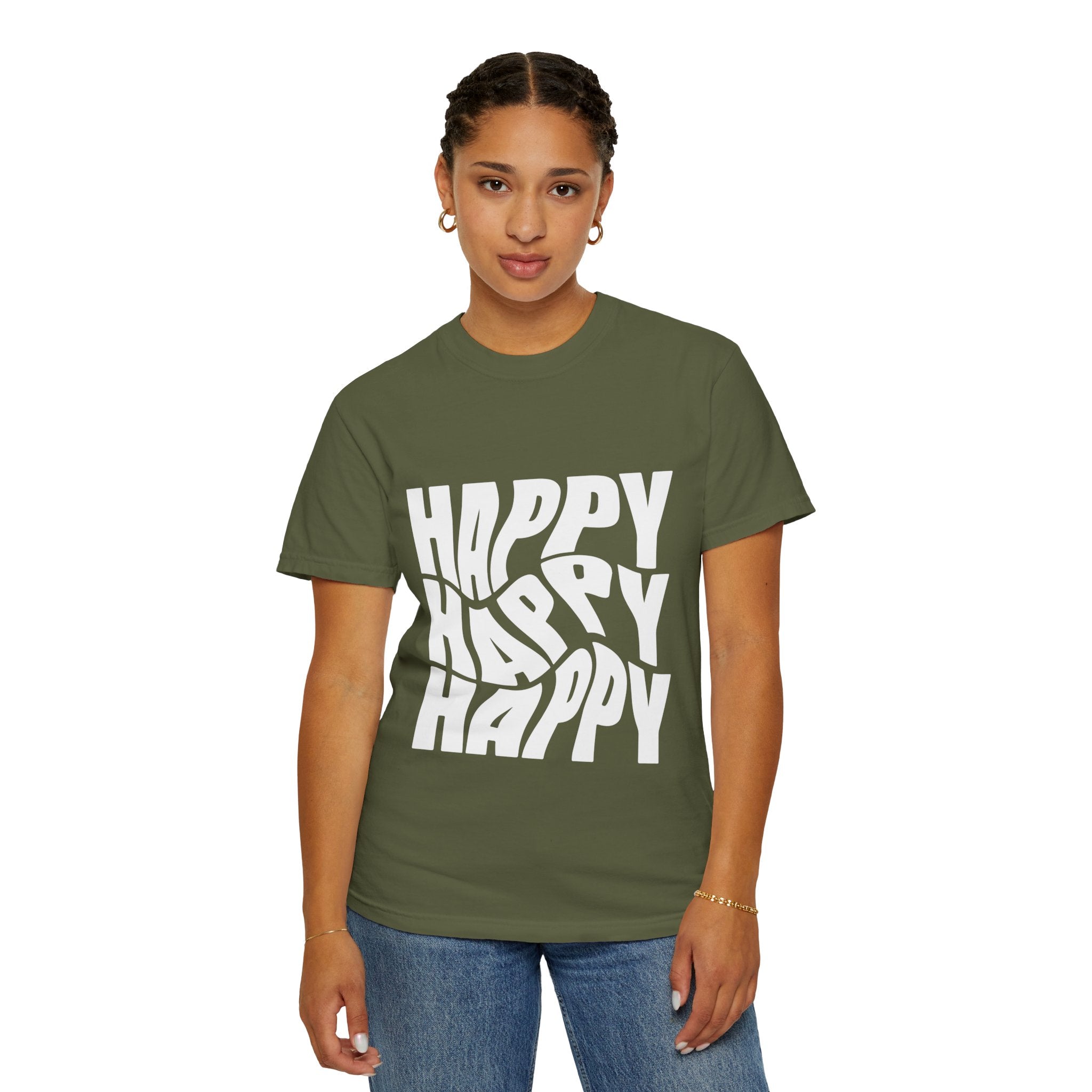 Happy Vibes Unisex Garment-Dyed T-shirt | Positive Affirmation Tee, Casual Wear, Gift for Friends, Summer Style, Comfort Apparel