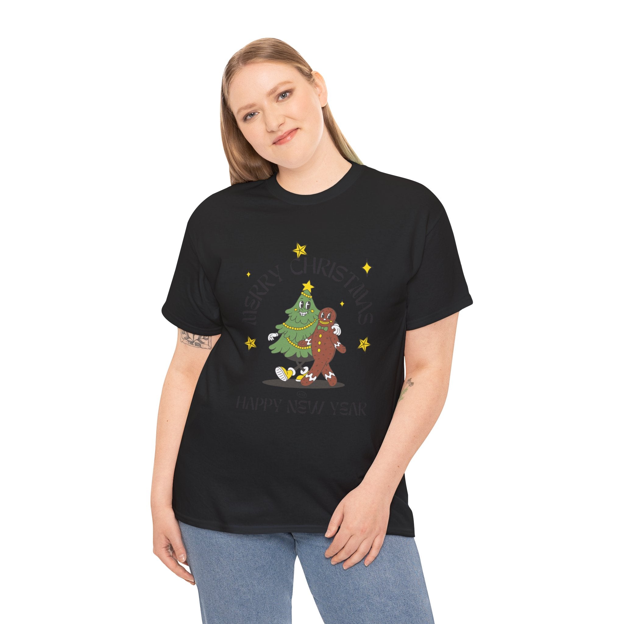 Christmas Gingerbread Tree Tee - "Merry Christmas, Happy New Year" Holiday Shirt