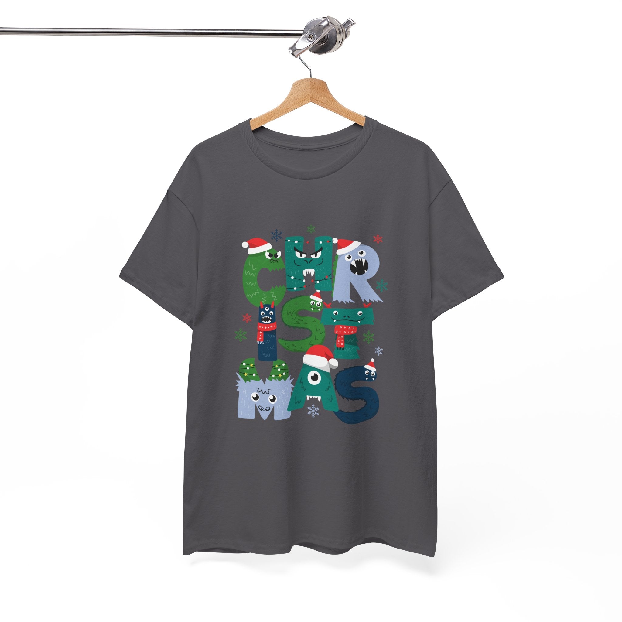 Christmas Graphic Tee — Cute Holiday "CHRISTMAS" Lettering T‑Shirt