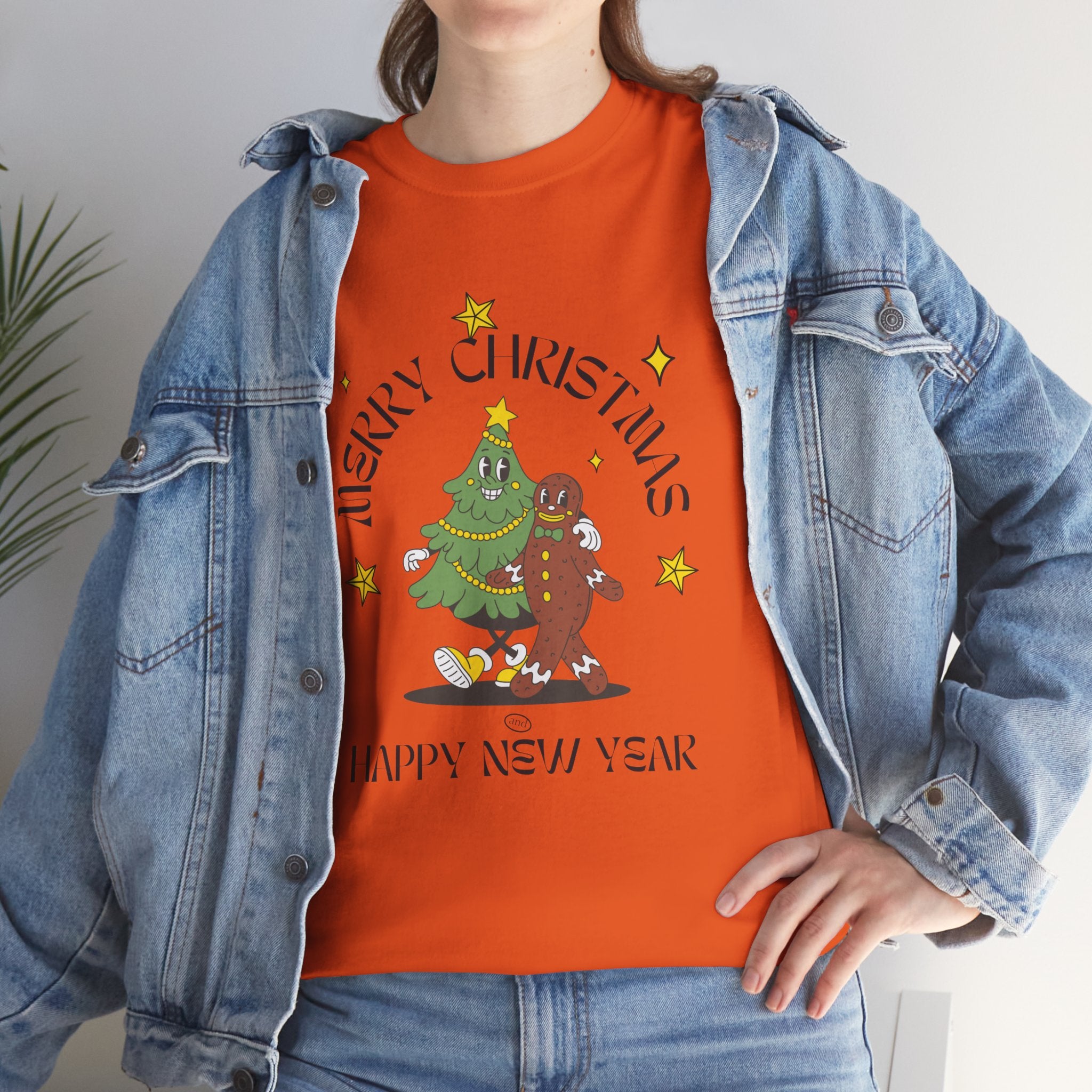 Christmas Gingerbread Tree Tee - "Merry Christmas, Happy New Year" Holiday Shirt