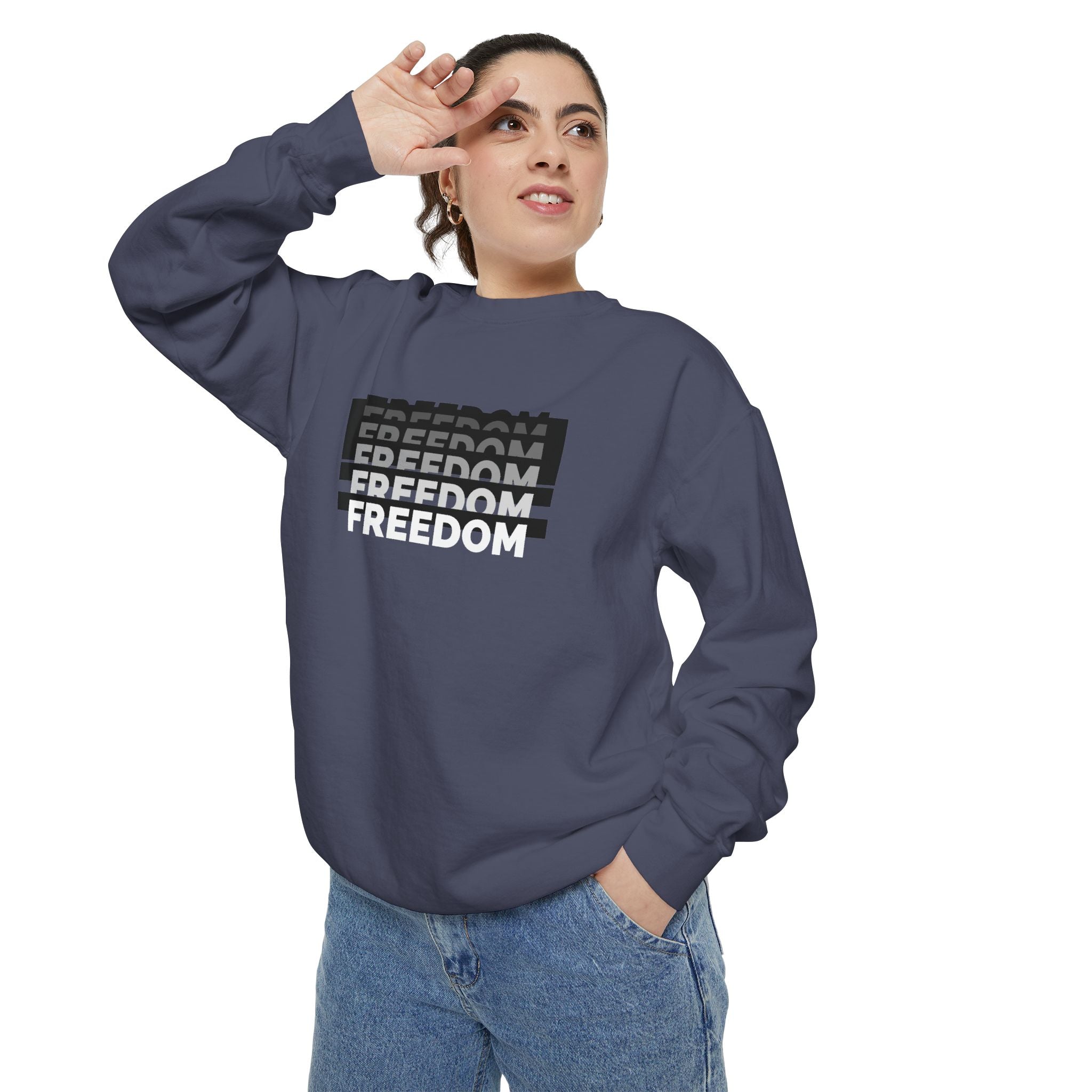 Freedom Unisex Garment-Dyed Sweatshirt - Cozy Casual Wear, Gift for Him/Her, Perfect for Relaxation, Street Style, Everyday Comfort