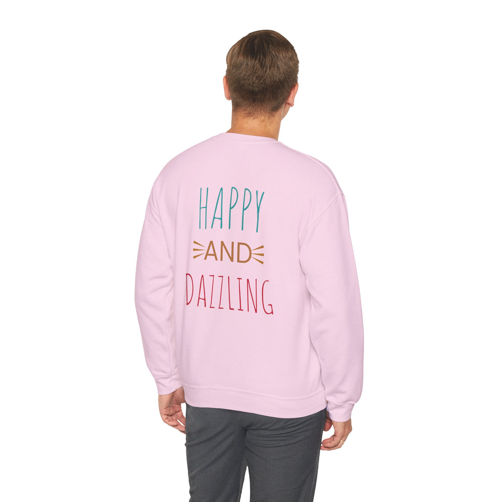 Happy and Dazzling Unisex Heavy Blend™ Crewneck Sweatshirt, Cozy Gift, Casual Wear, Everyday Comfort, Perfect for Birthdays or Celebrations