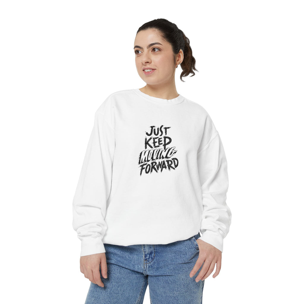Motivational Sweatshirt - Just Keep Moving Forward, Unisex Garment-Dyed Crewneck, Cozy Gift, Inspirational Apparel, Perfect for Every [...]