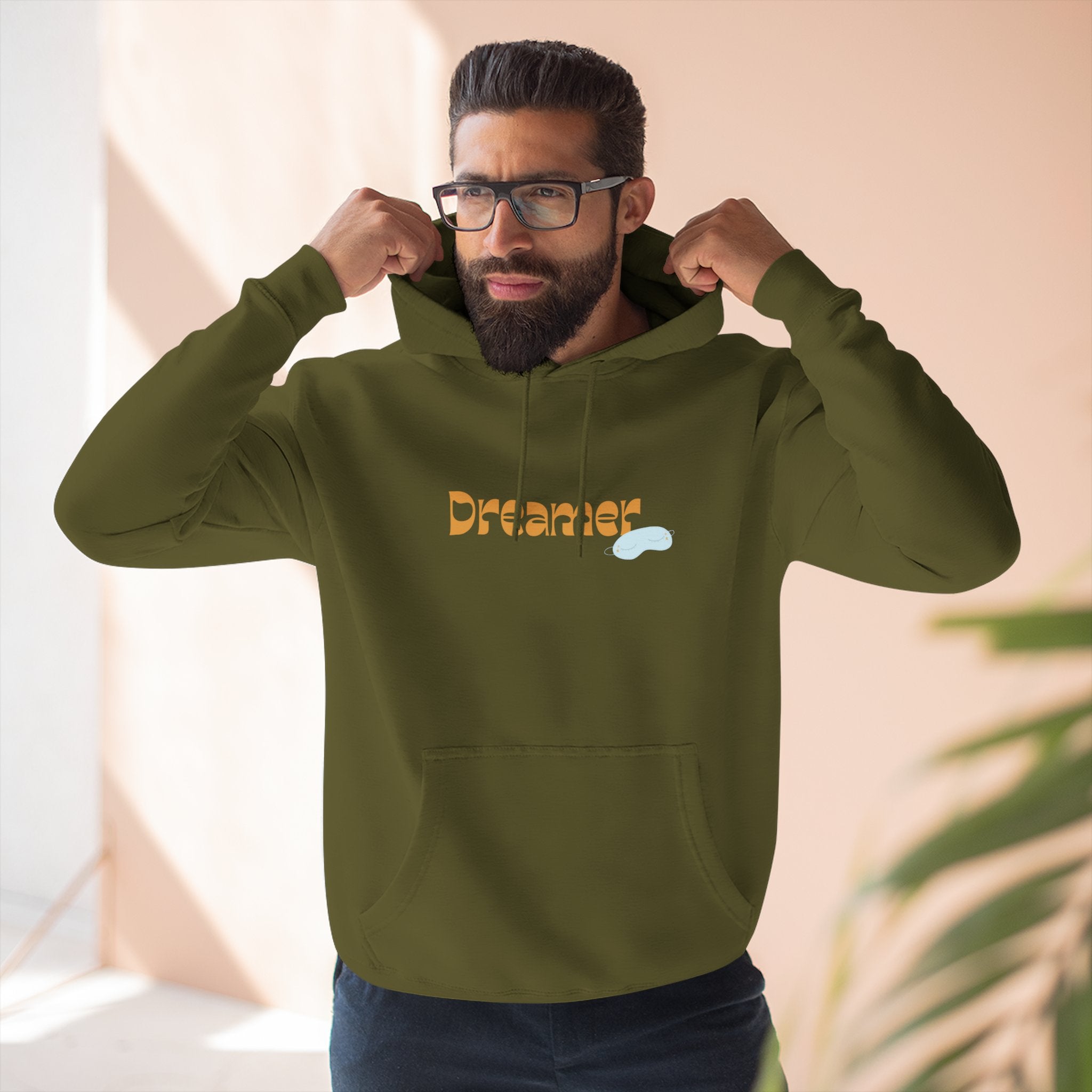 Dreamer Three-Panel Fleece Hoodie | Cozy Sweatshirt, Gift for Dreamers, Casual Wear, Inspirational Apparel, Everyday Comfort