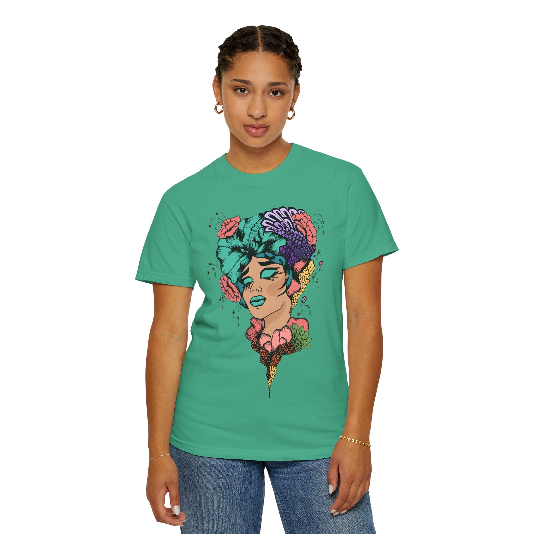 Floral Fantasy T-Shirt | Artistic Graphic Tee for Nature Lovers, Unique Gift, Casual Wear, Eco-Friendly Fashion